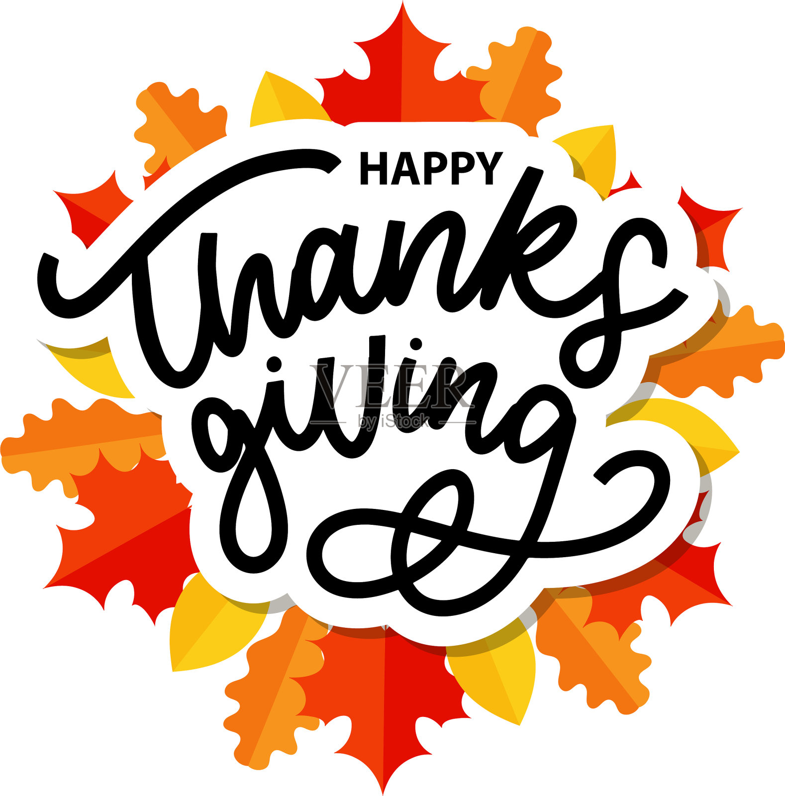 感恩节快乐刷手字孤立插画图片素材