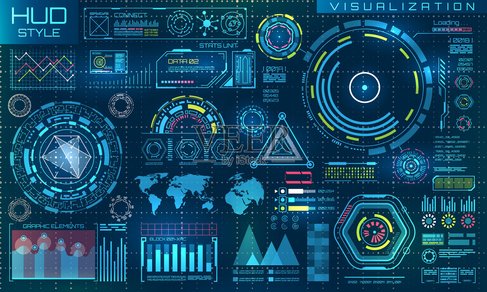 未来的界面hud风格和信息图表插画图片素材