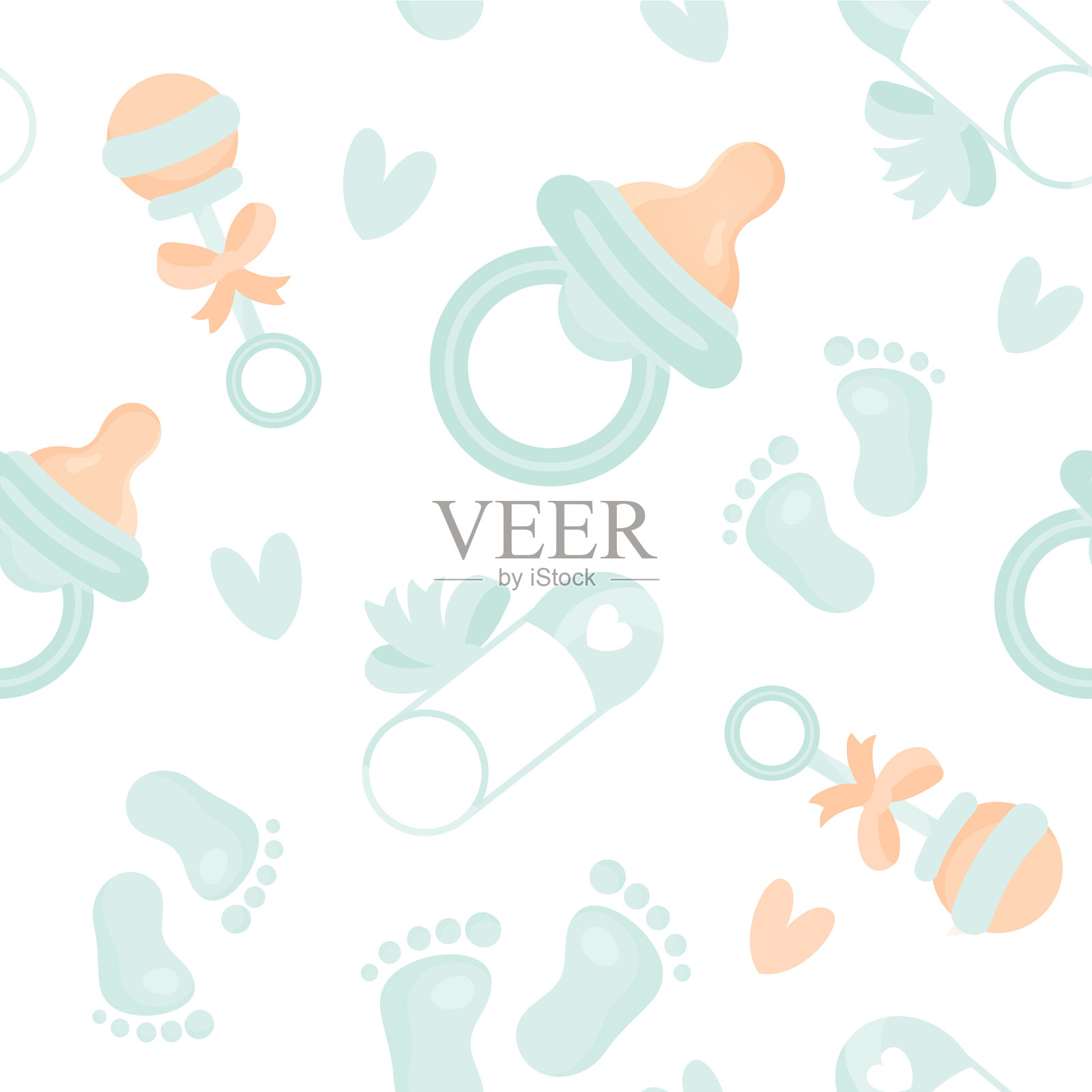 无缝图案的淋浴平面图标插画图片素材