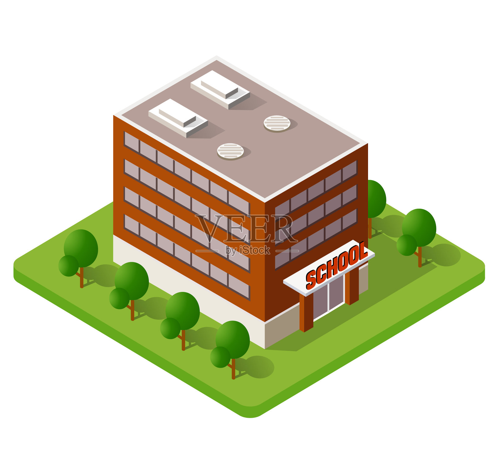 学校等距建筑学习教育设计元素图片
