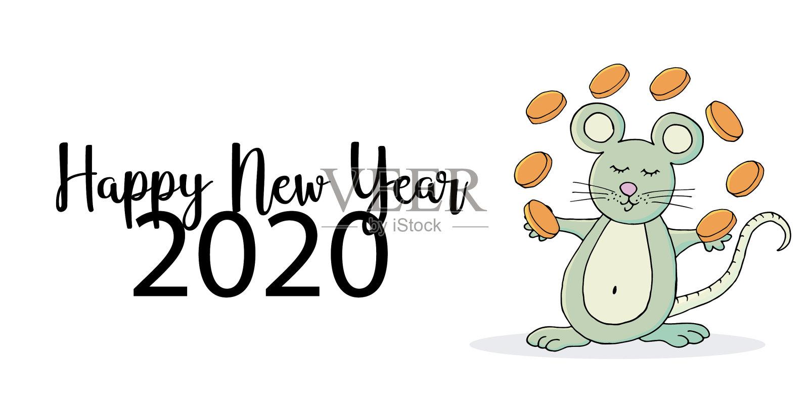 新年快乐2020横幅传单新年快乐设计元素图片