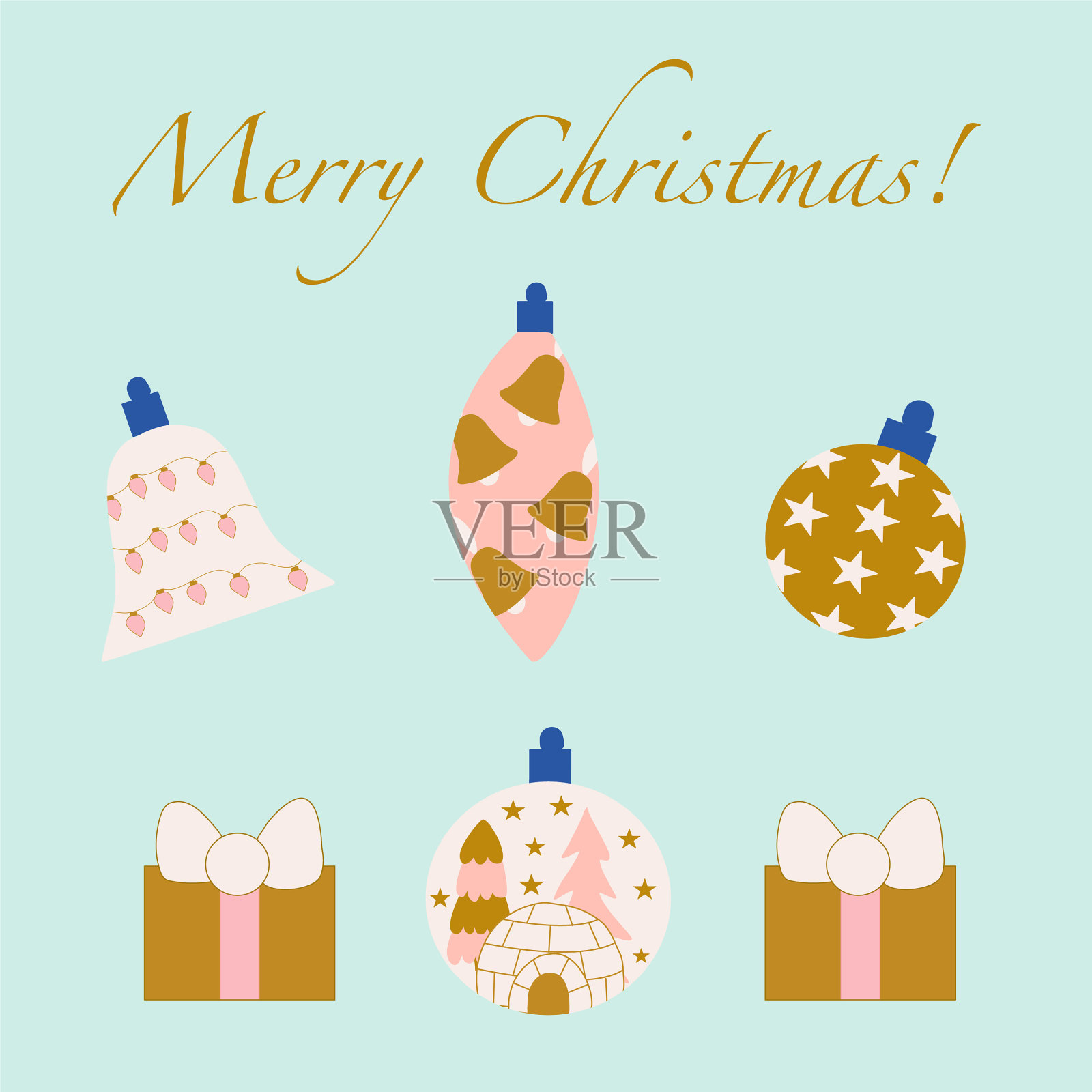 带有圣诞色彩的元素插画图片素材