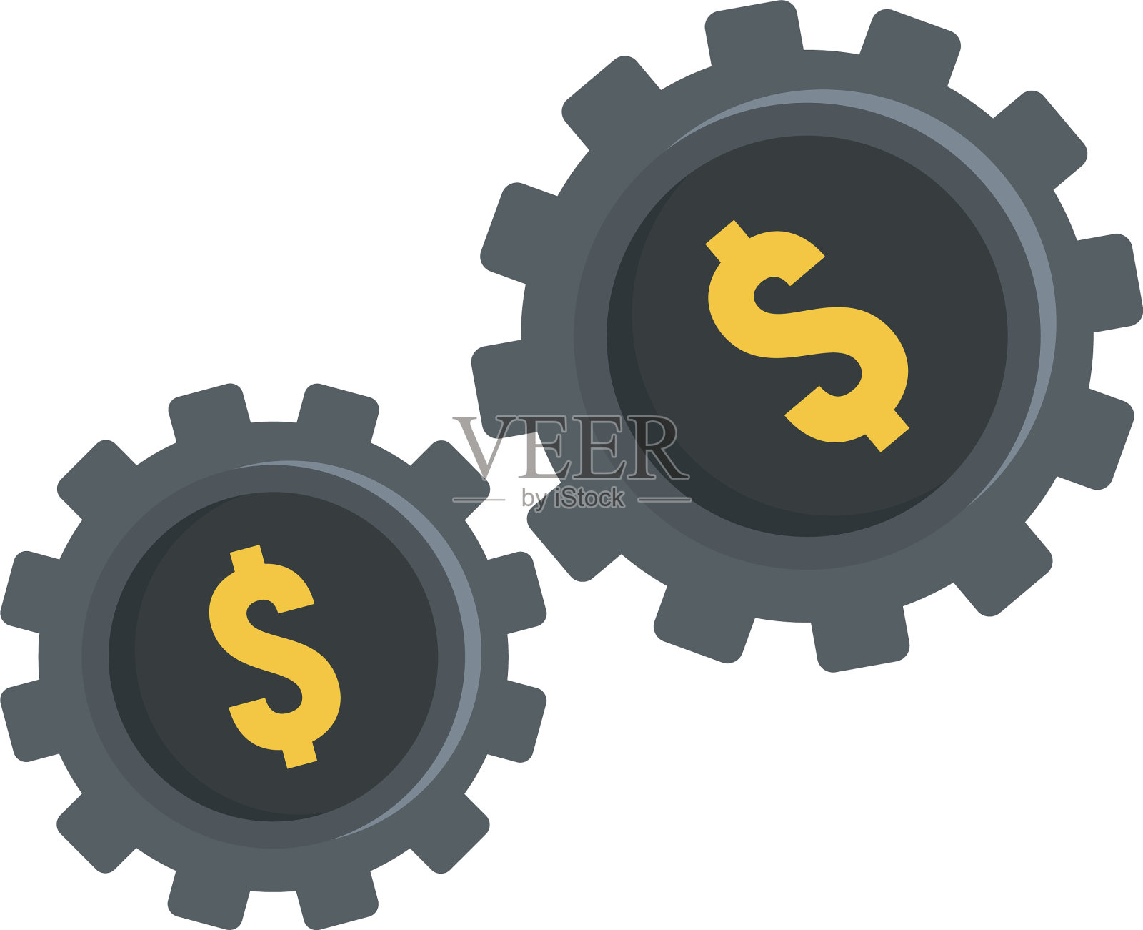 金钱齿轮图标的平坦风格设计元素图片