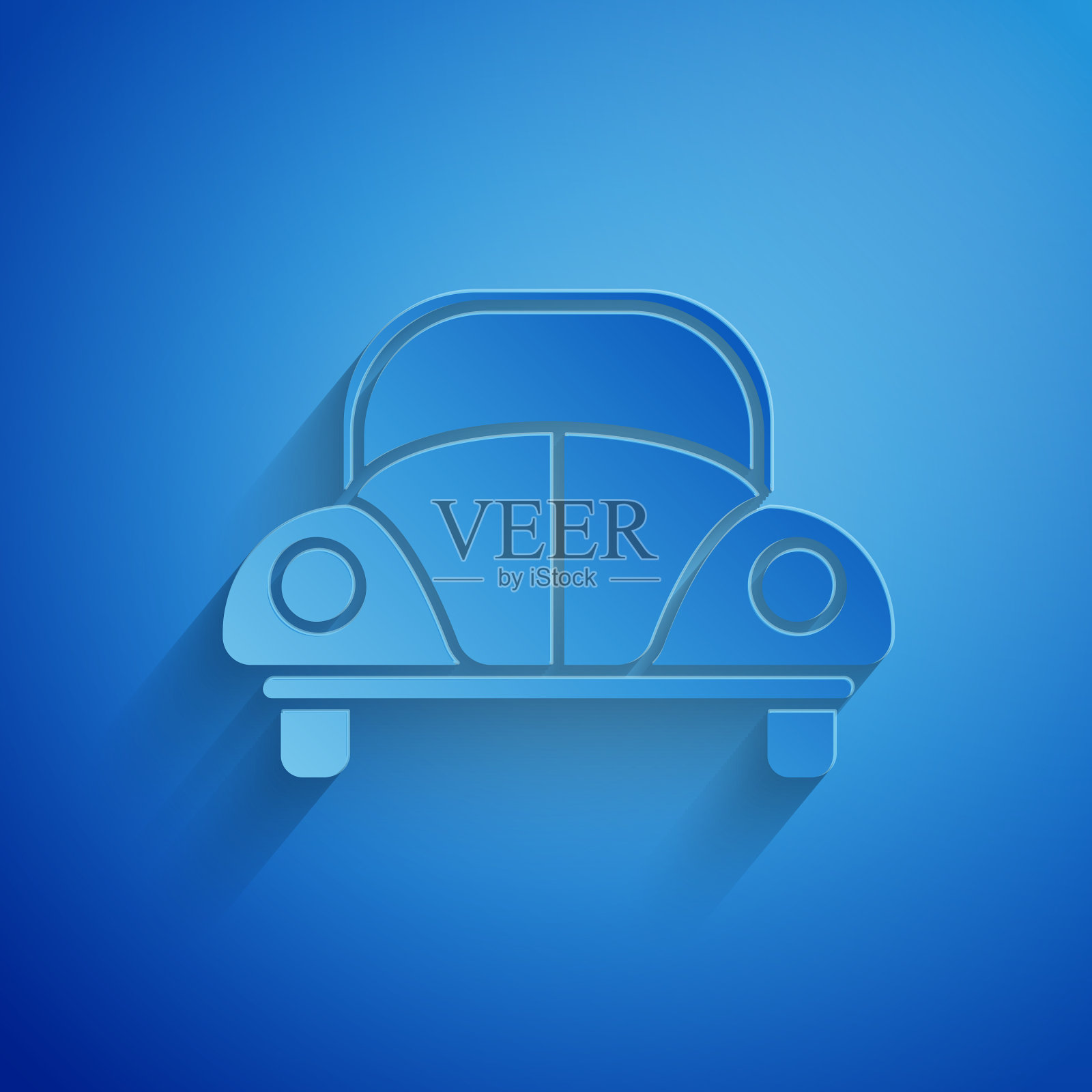 剪纸汽车大众甲壳虫图标孤立上插画图片素材