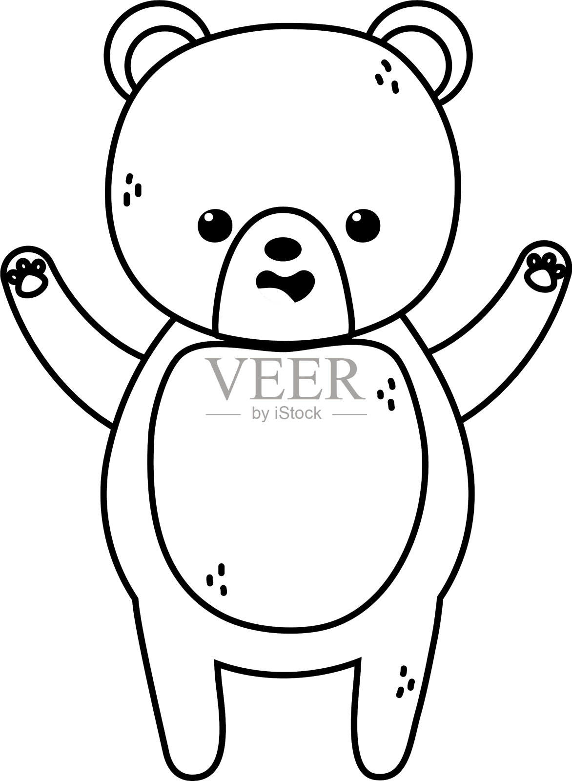 可爱的棕熊卡通人物粗线设计元素图片