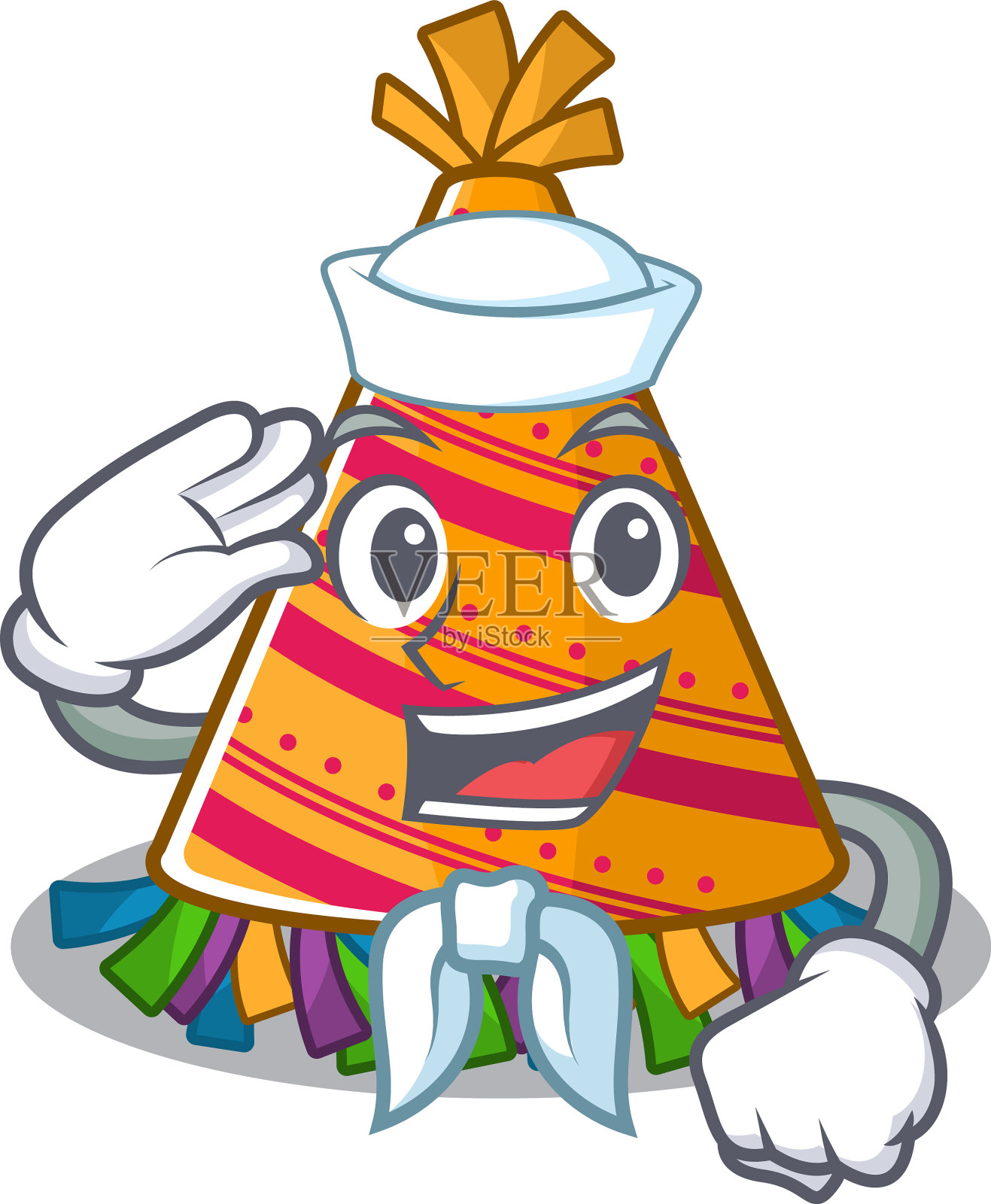 水手党帽子人物孤立在卡通设计元素图片