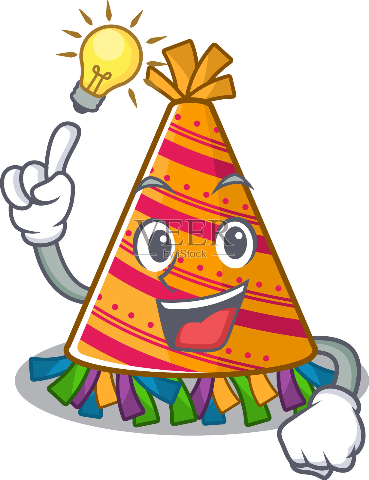 有一个想法派对帽子在上面的吉祥物设计元素图片