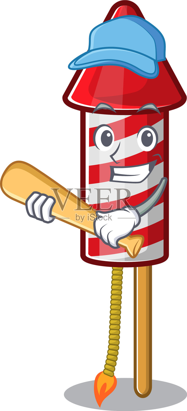 打棒球烟花火箭卡通孤立设计元素图片