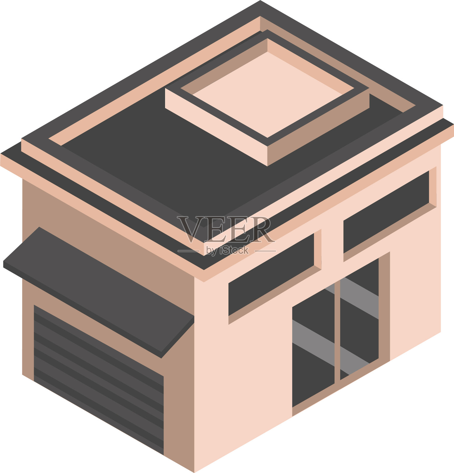 建筑车库商业等距风格设计元素图片