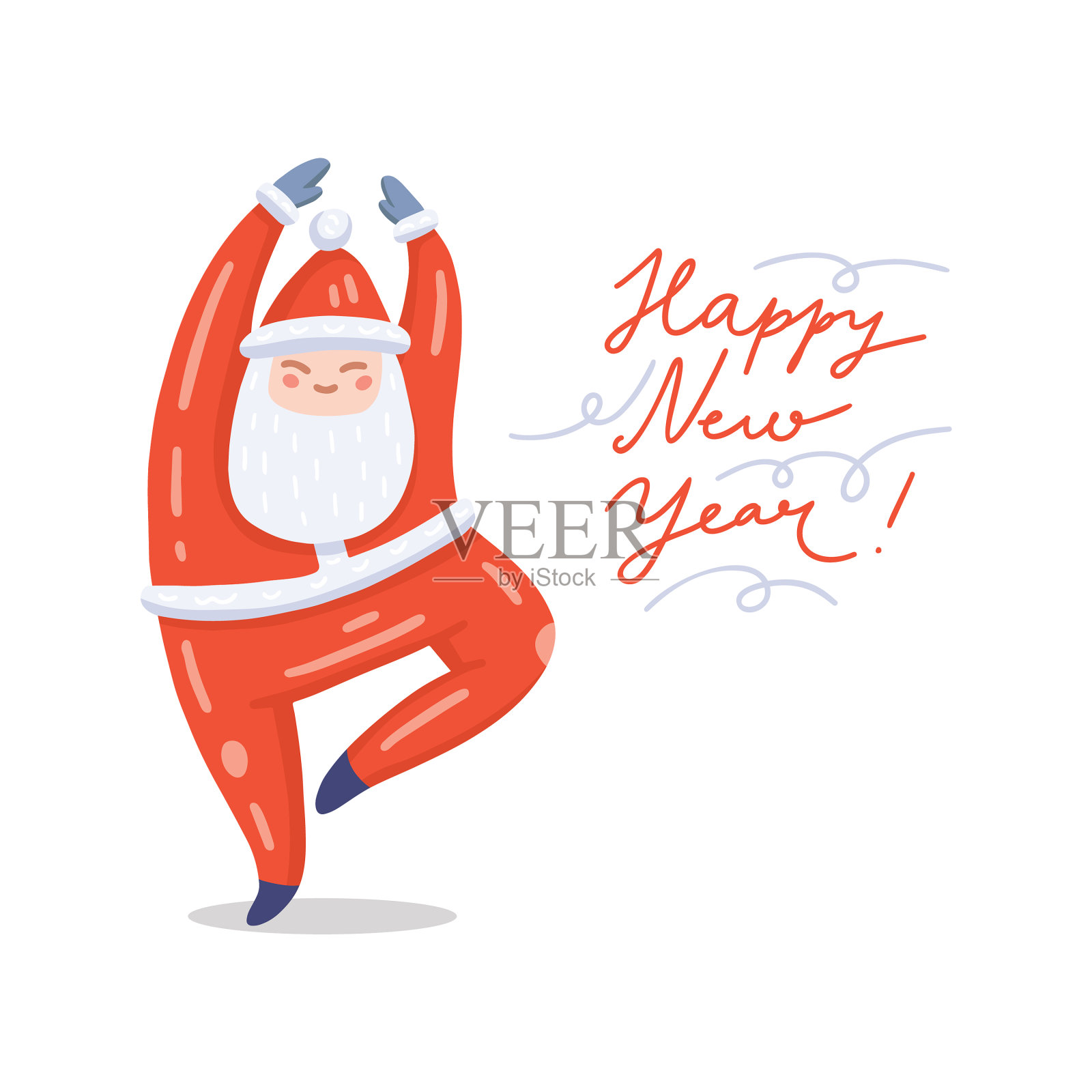 圣诞老人跳舞插画图片素材