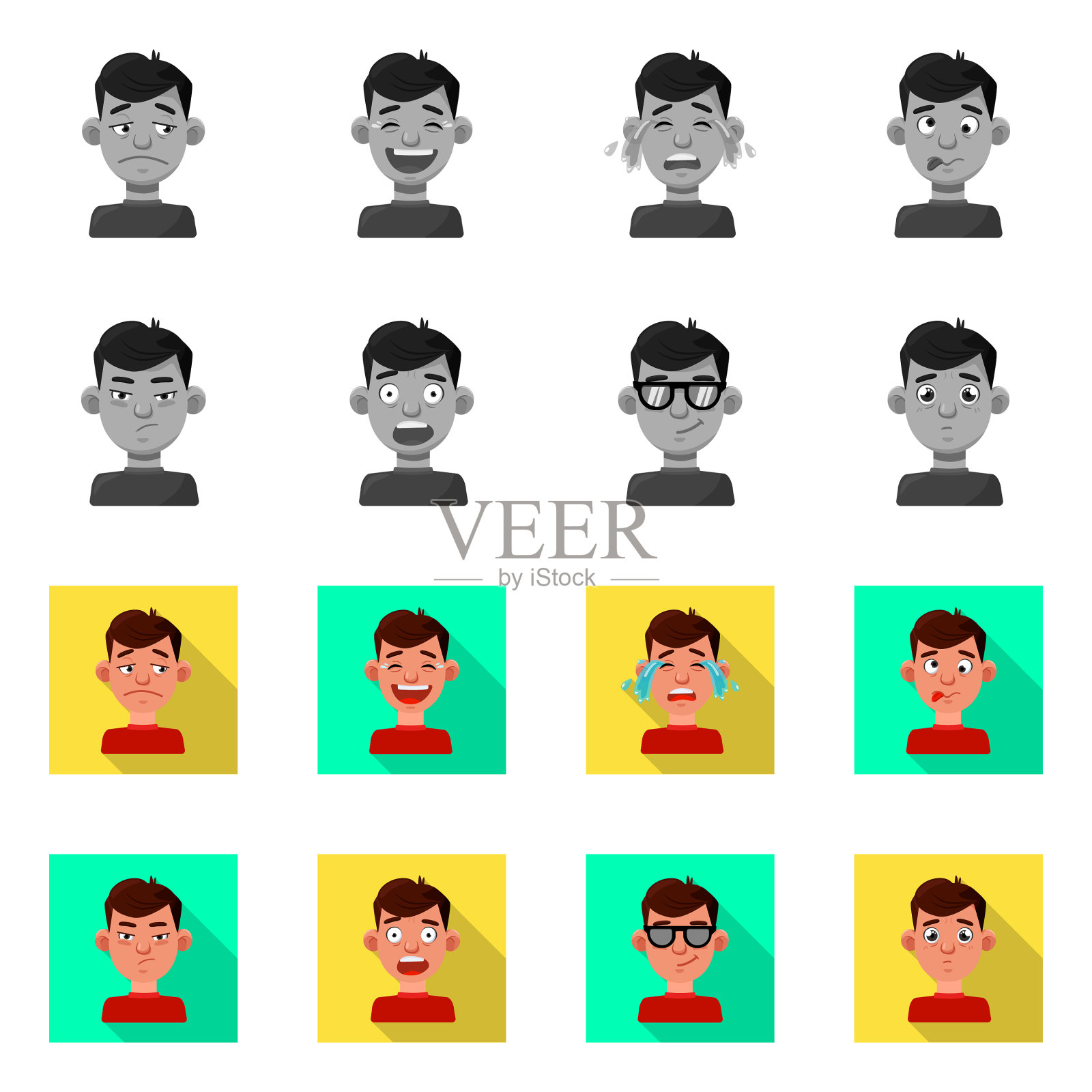 设计脸和男孩符号系列图标素材