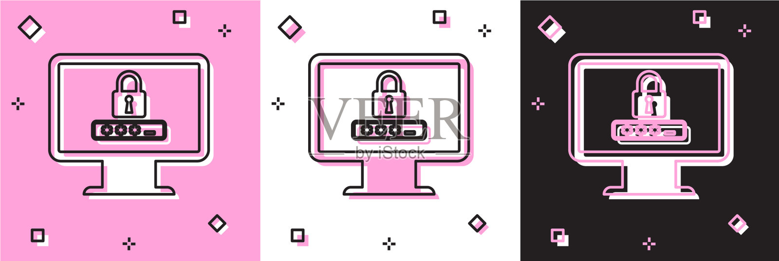 设置监控与密码通知和锁定插画图片素材