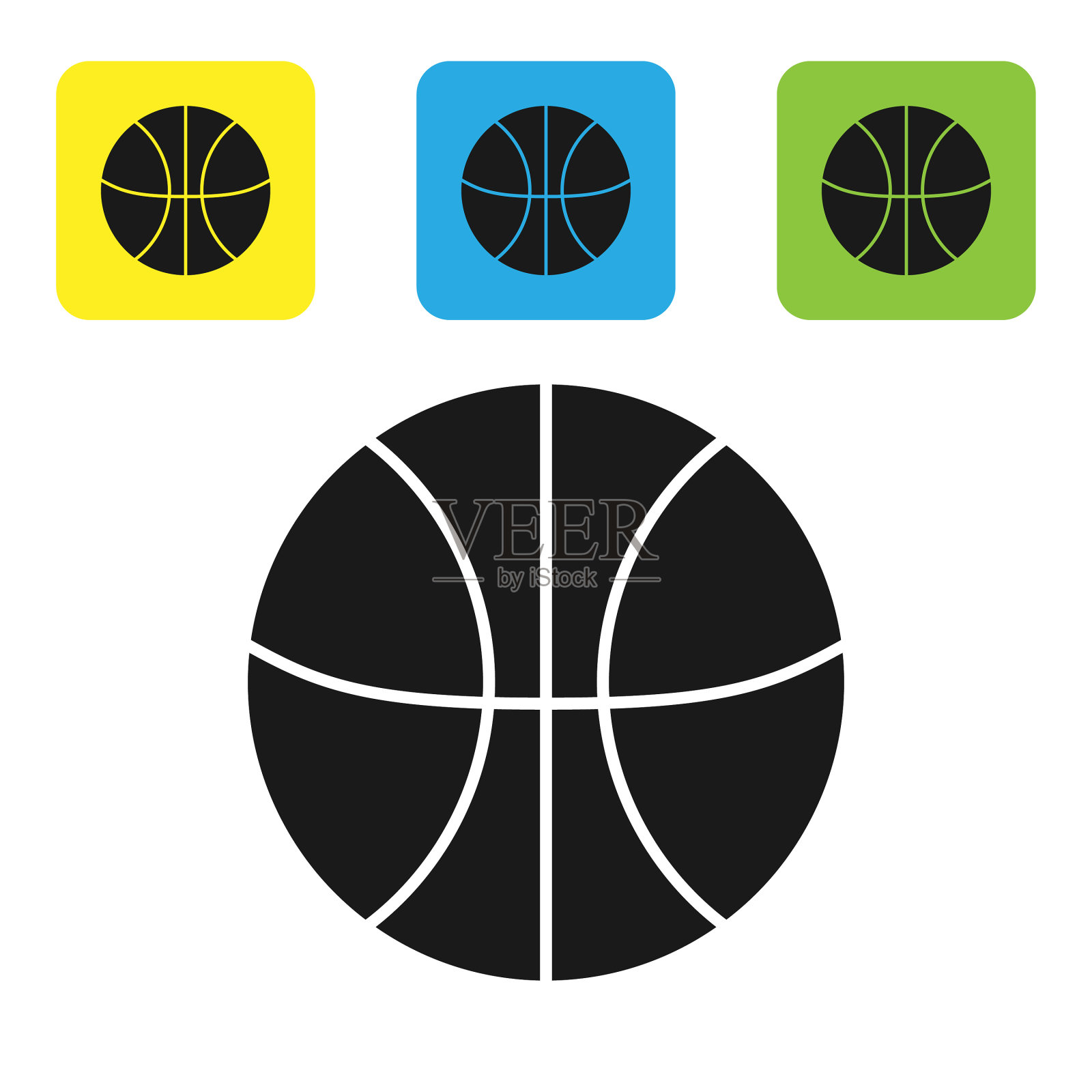 黑色篮球图标孤立在白色图标素材