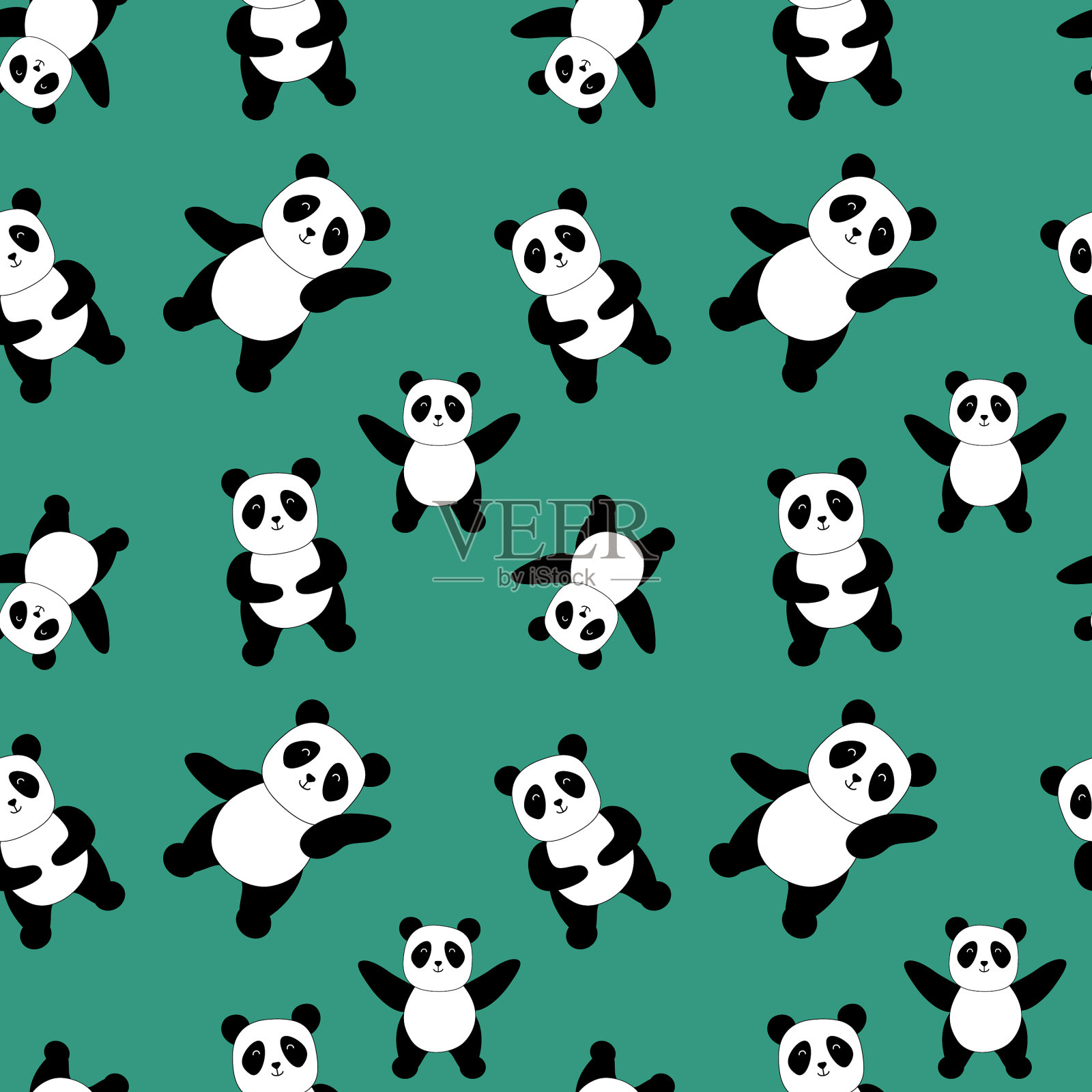 图案以可爱的熊猫小熊随机为导向插画图片素材