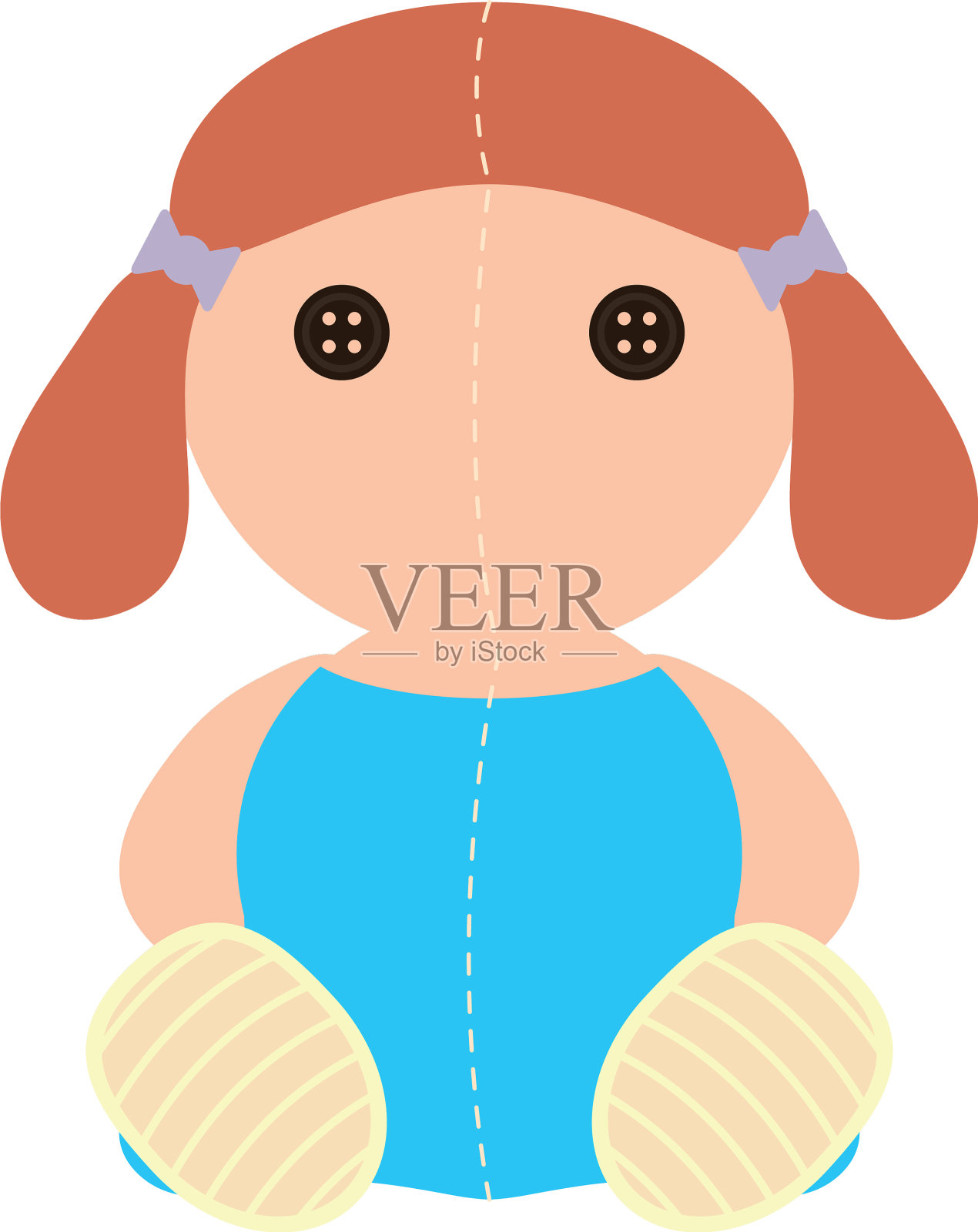 可爱的玩具娃娃孤立图标设计元素图片