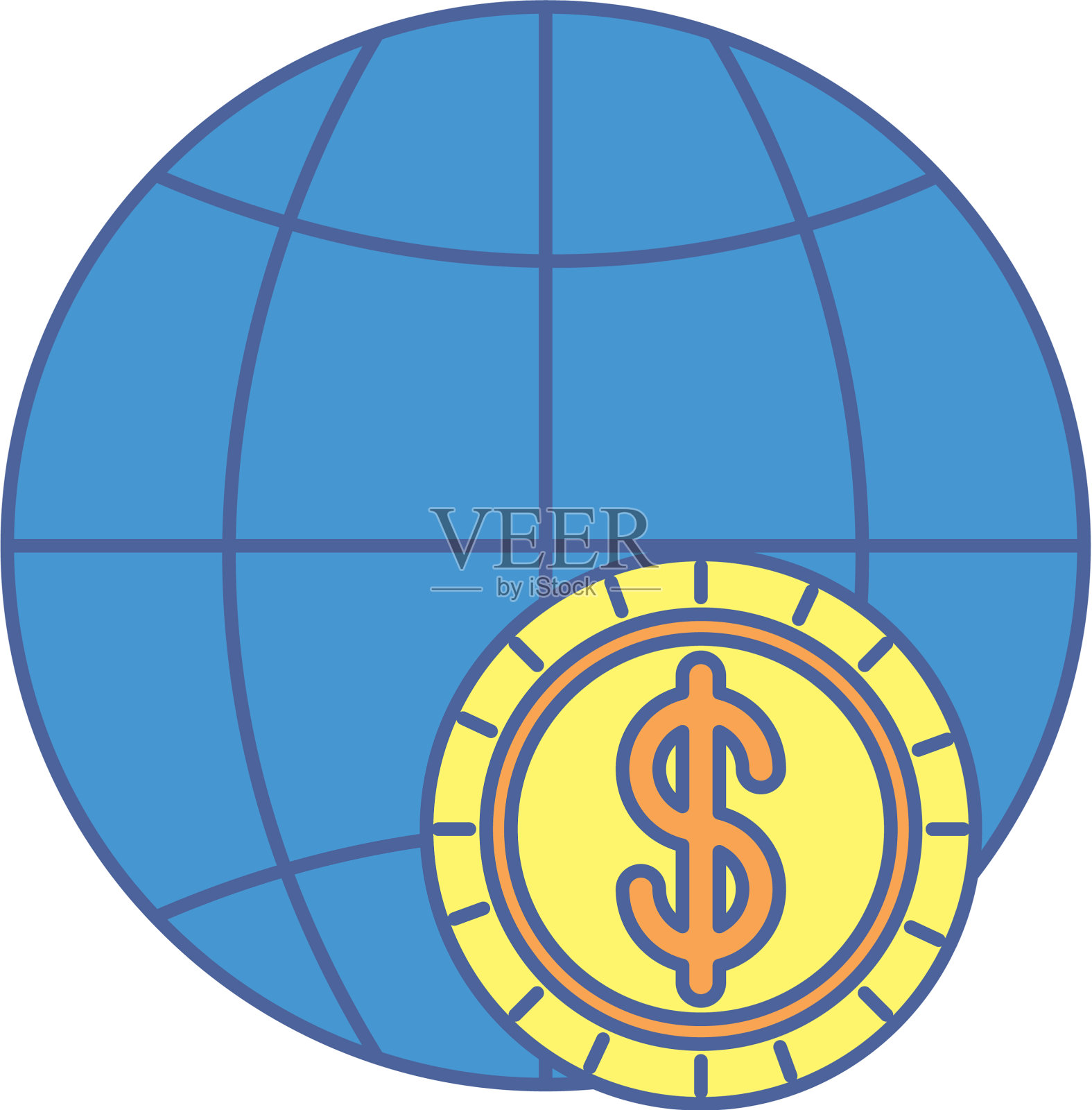 用球体行星铸造货币美元设计元素图片