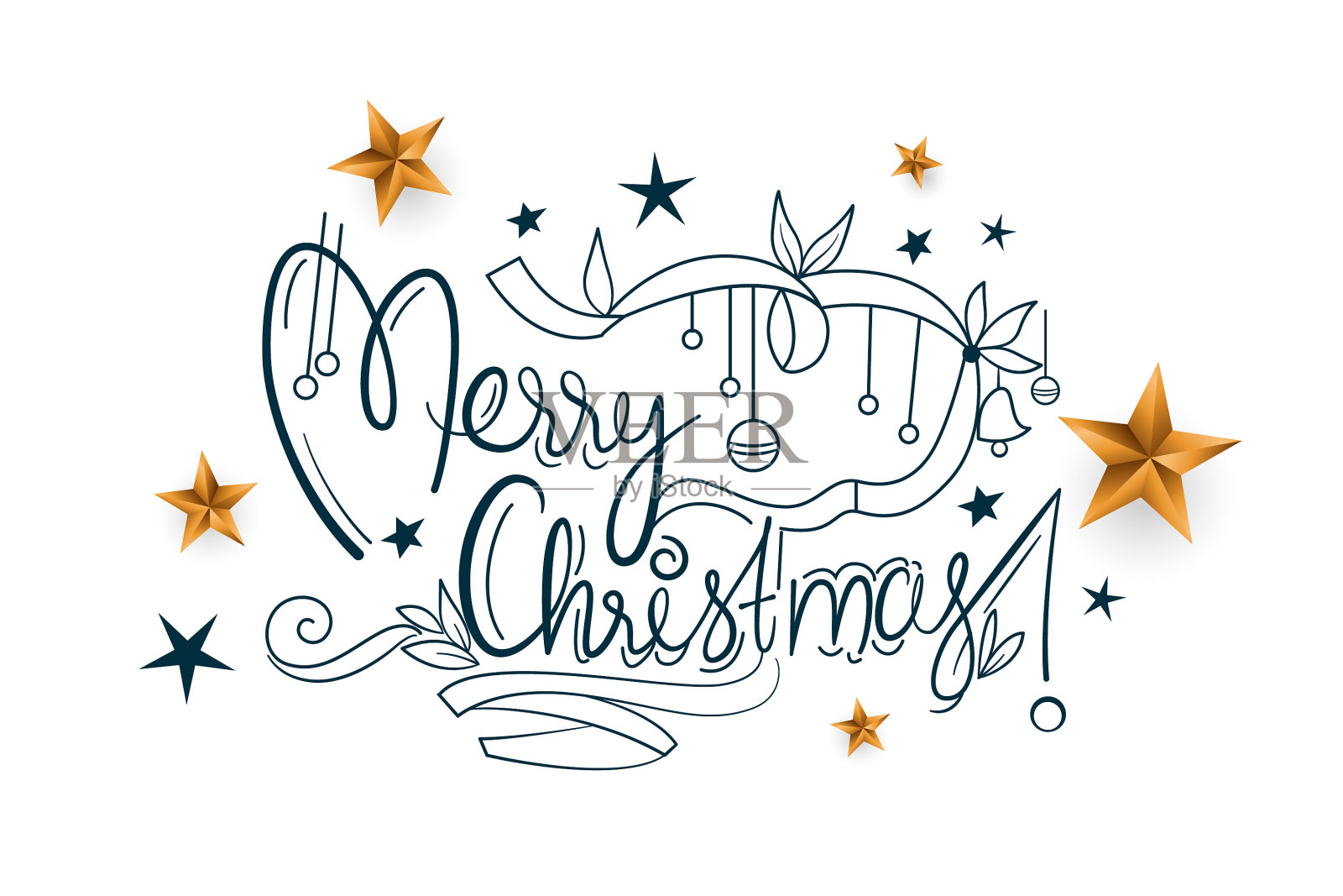 圣诞快乐涂鸦风格的字母设计设计元素图片