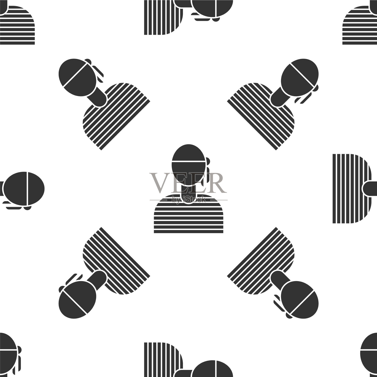 灰色水手船长图标孤立无缝模式插画图片素材