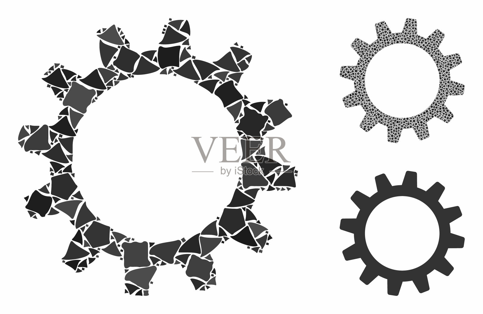 齿轮马赛克图标不规则的部分插画图片素材
