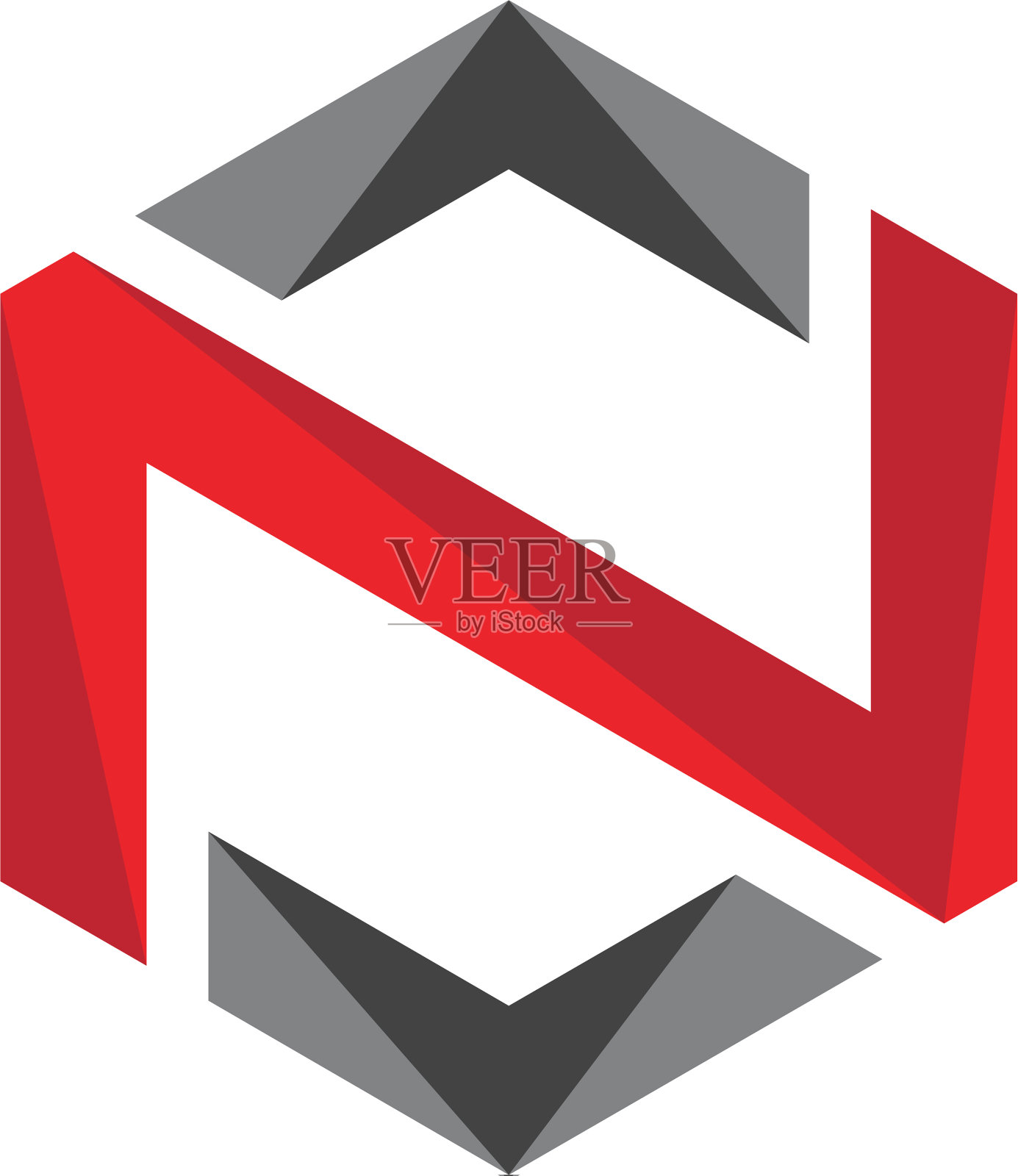 N标志六边形图标设计元素图片