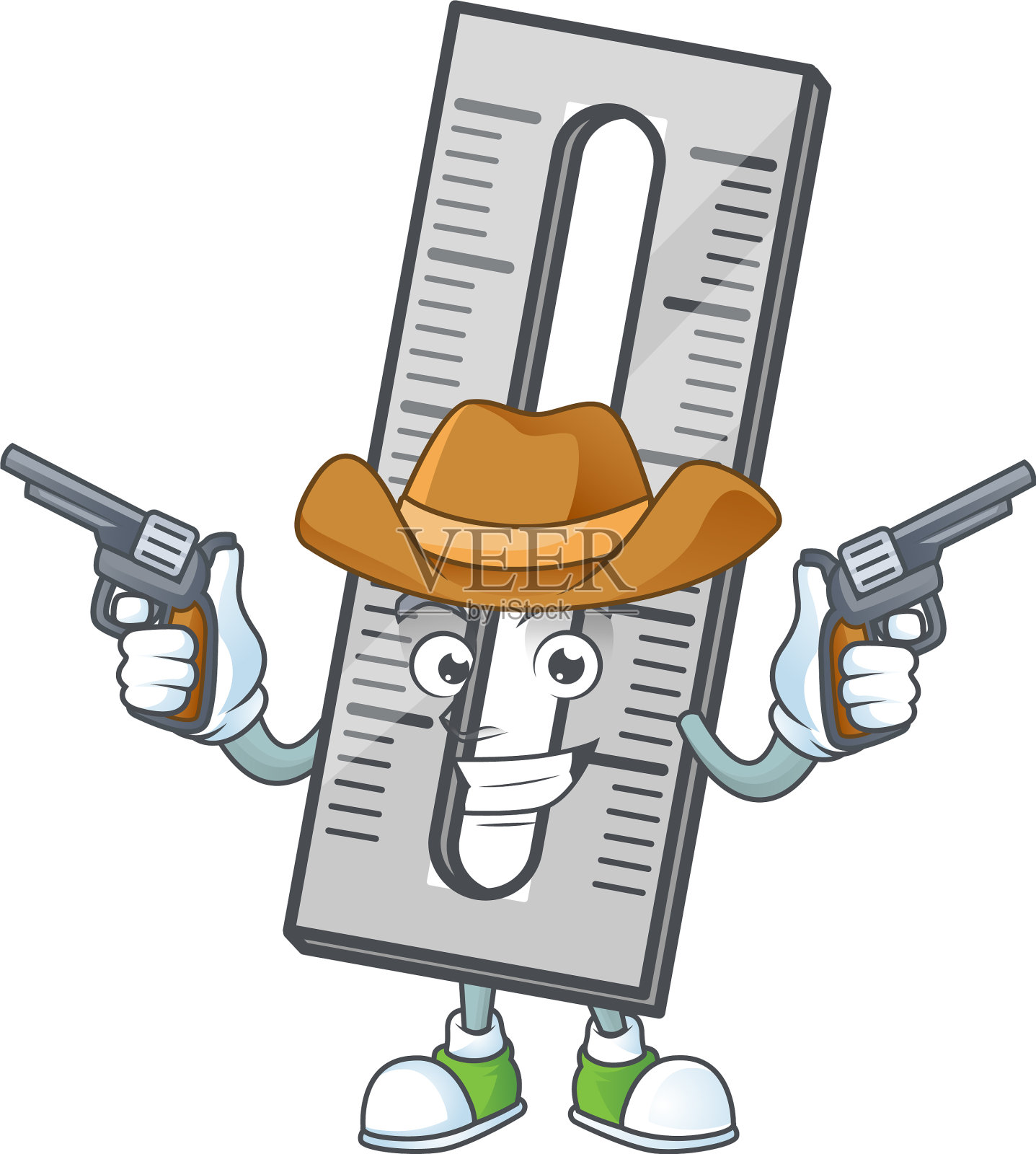 牛仔用尺子来测量仪器设计元素图片