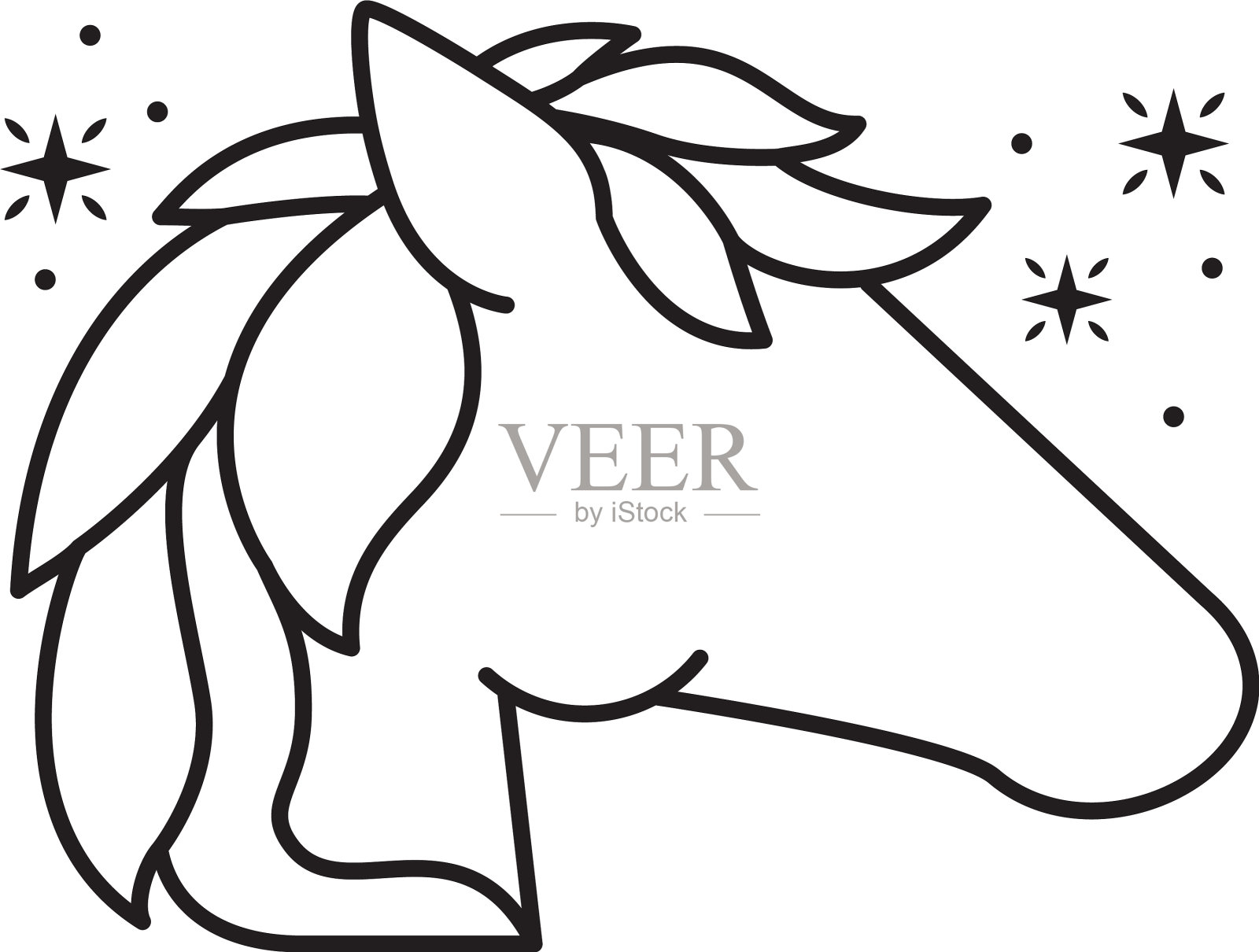 马幻想线条设计图标设计元素图片