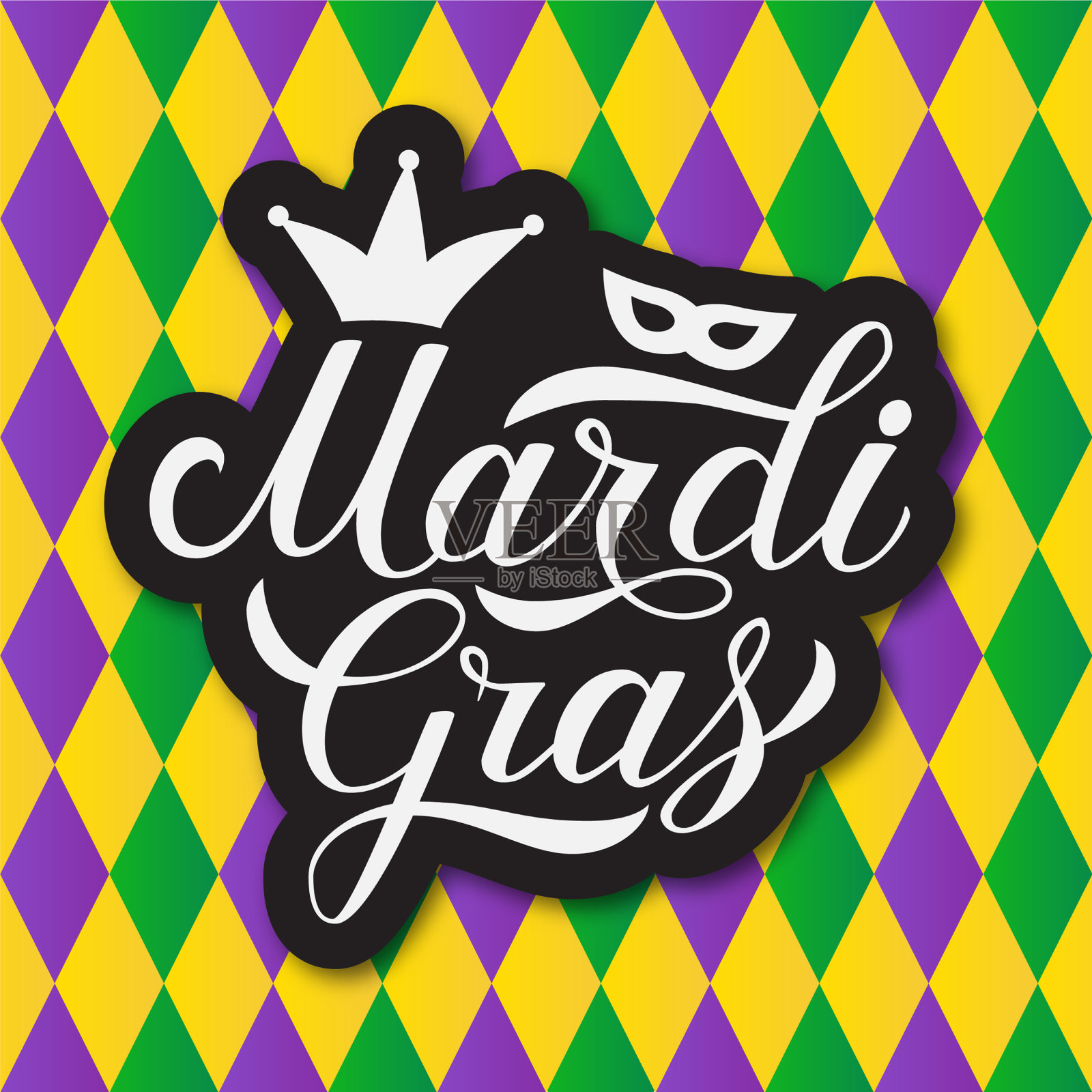 Mardi gras手写的彩色小丑插画图片素材