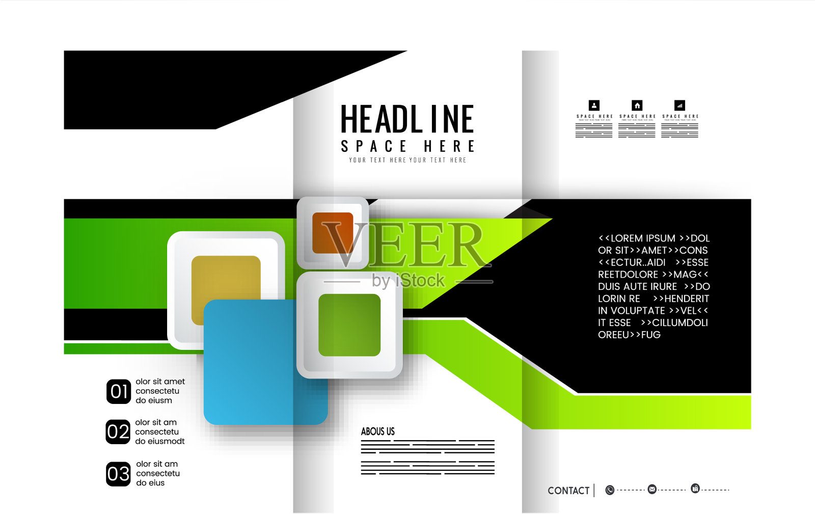 小册子夹单张背景块为设计模板素材