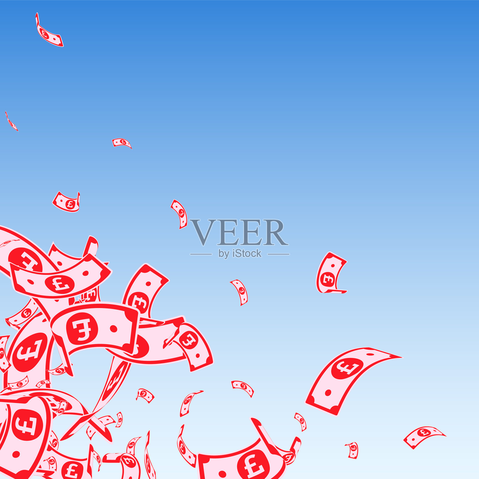 英镑纸币凌乱地落在bl上插画图片素材