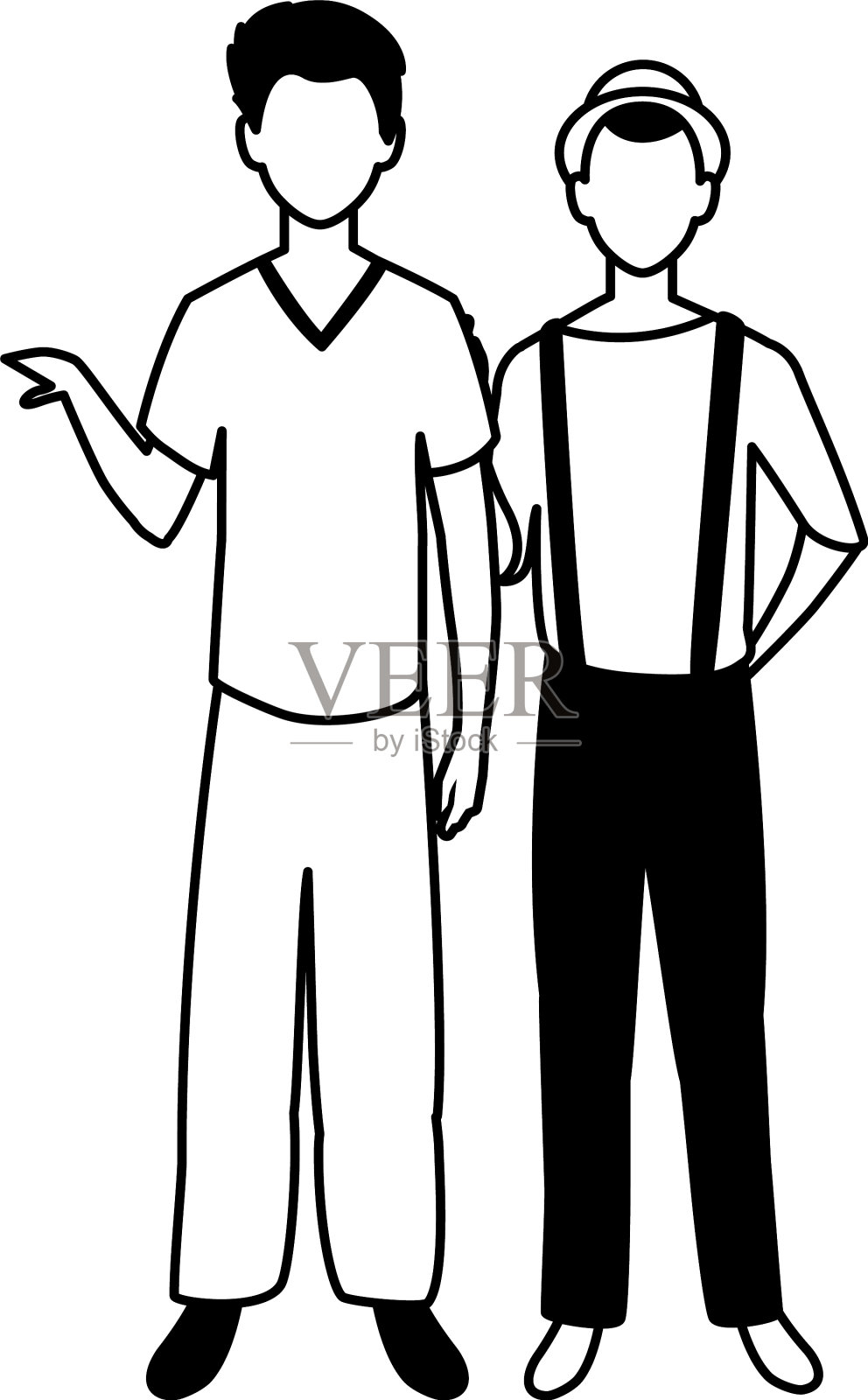 男人们面无表情地站着摆着不同姿势设计元素图片