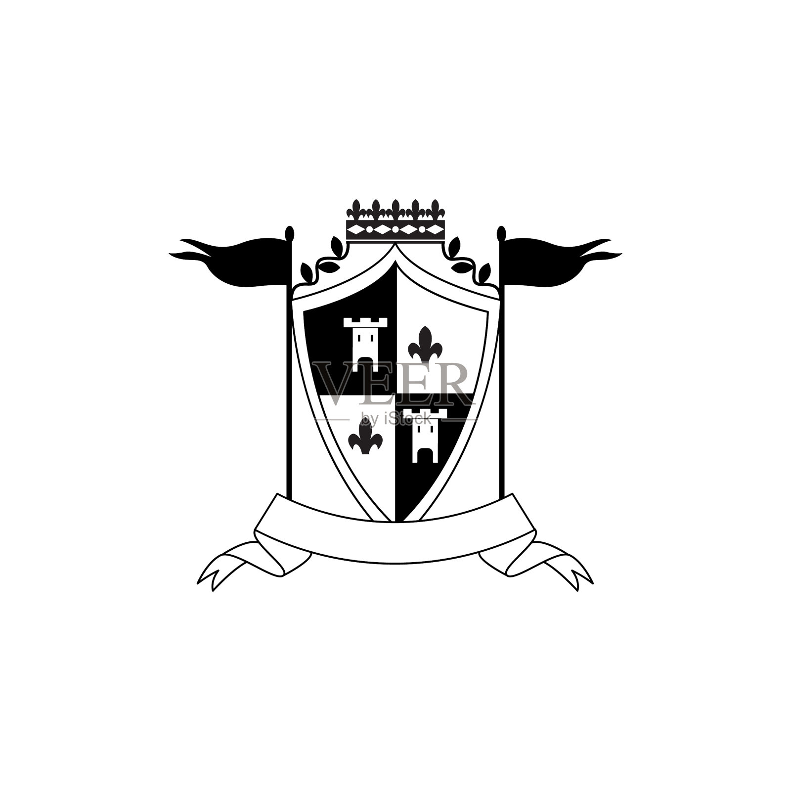 皇家大衣臂章模板与格子盾图标素材