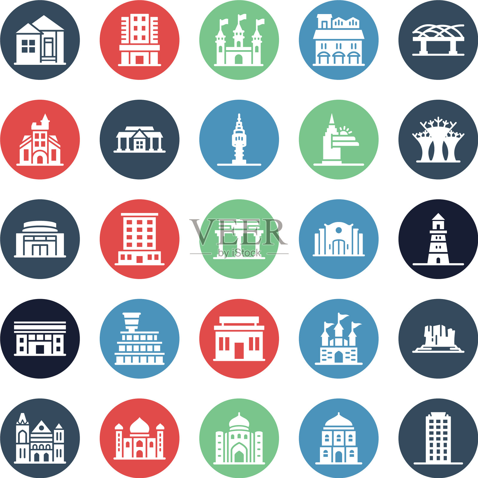 世界地标孤立图标设置ca图标素材