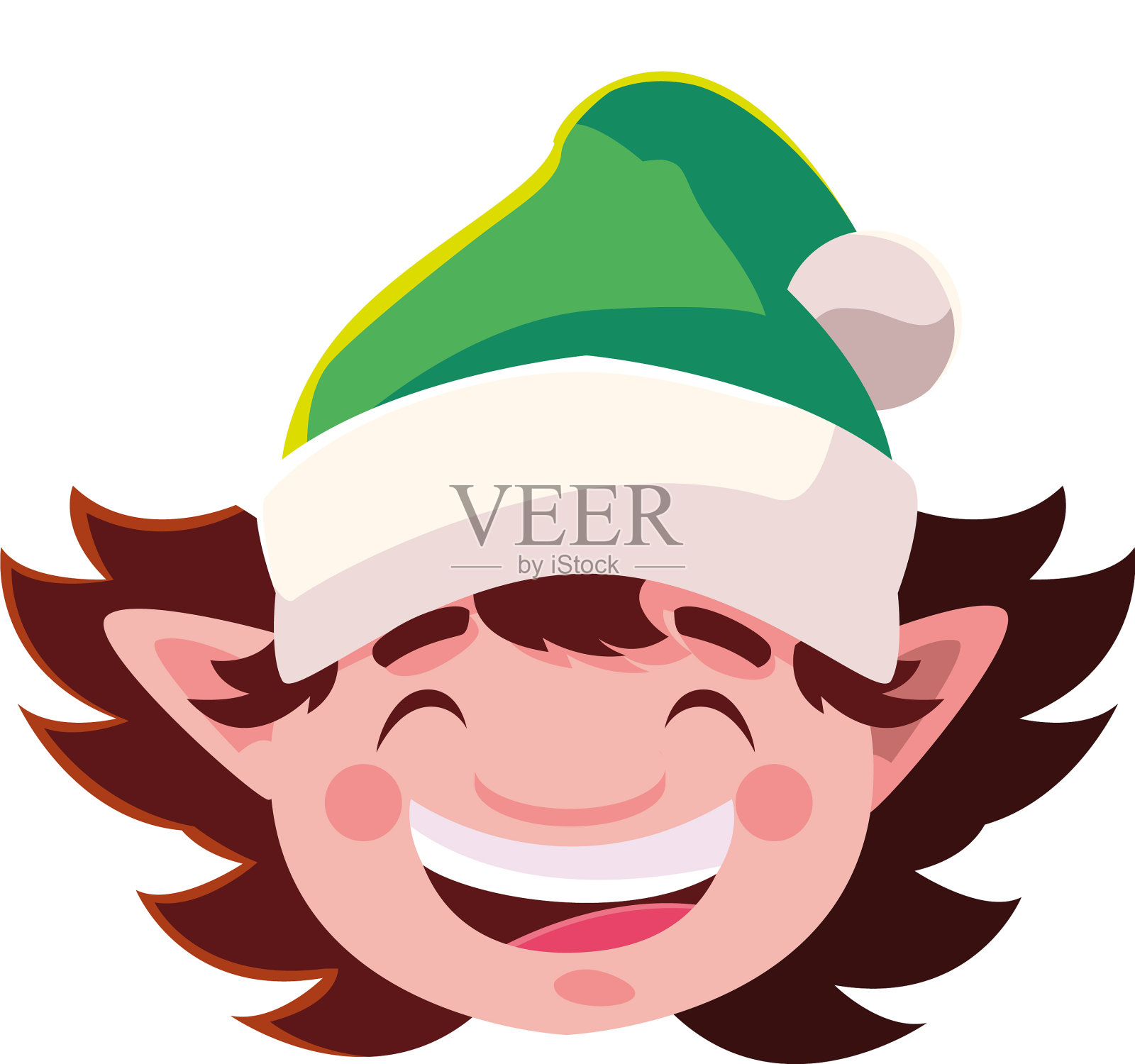 头精灵与帽子在白色的背景插画图片素材