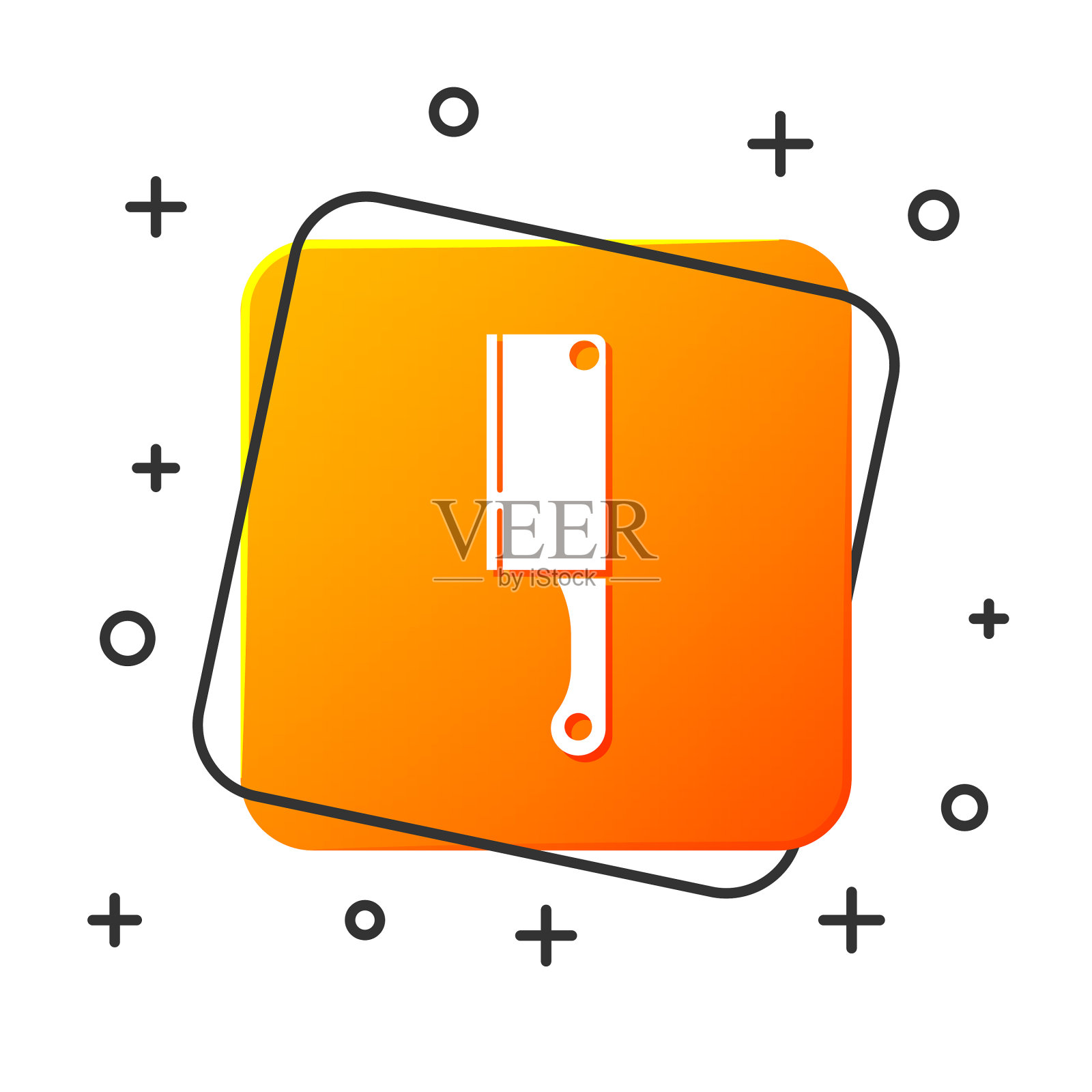 白肉菜刀图标孤立在白色插画图片素材