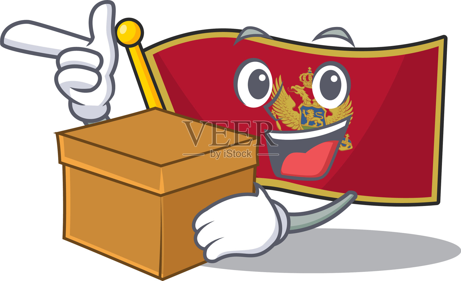 带着带盒卡通旗的黑山进来设计元素图片