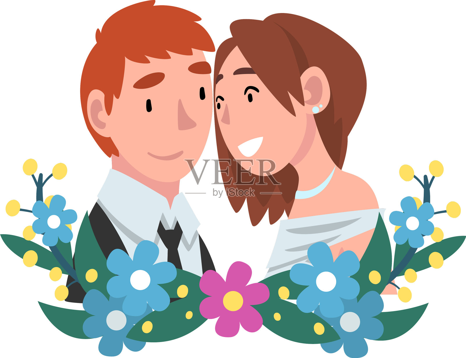 肖像新娘和新郎站在一个设计元素图片