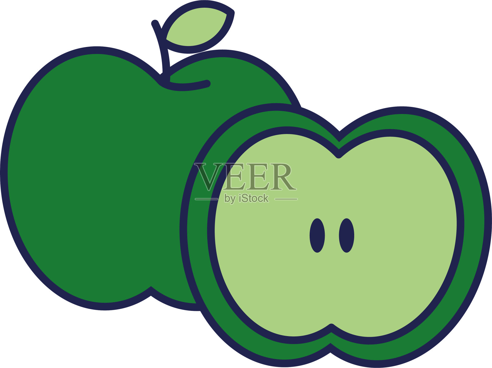 青苹果，新鲜水果，健康食品的标志设计元素图片