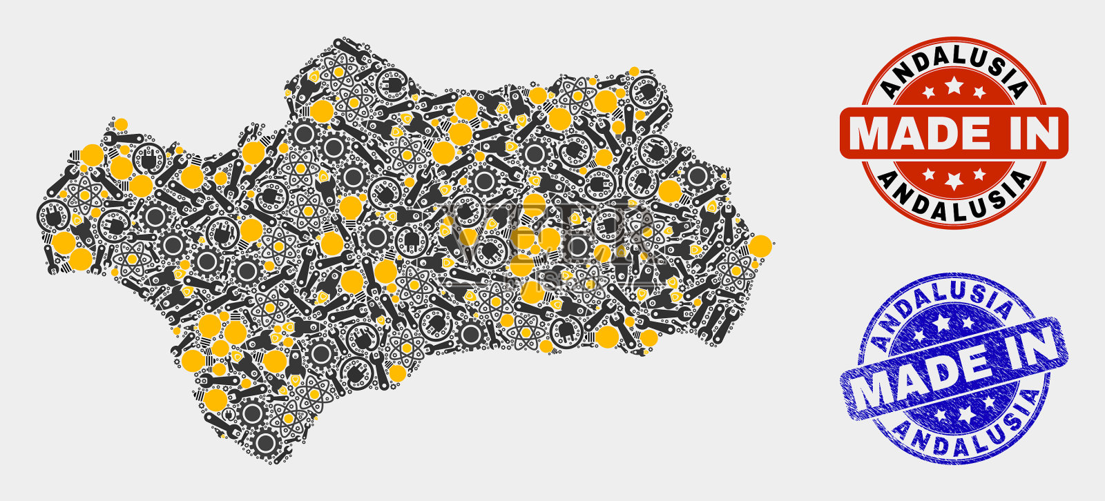 马赛克安达卢西亚省地图工业项目插画图片素材