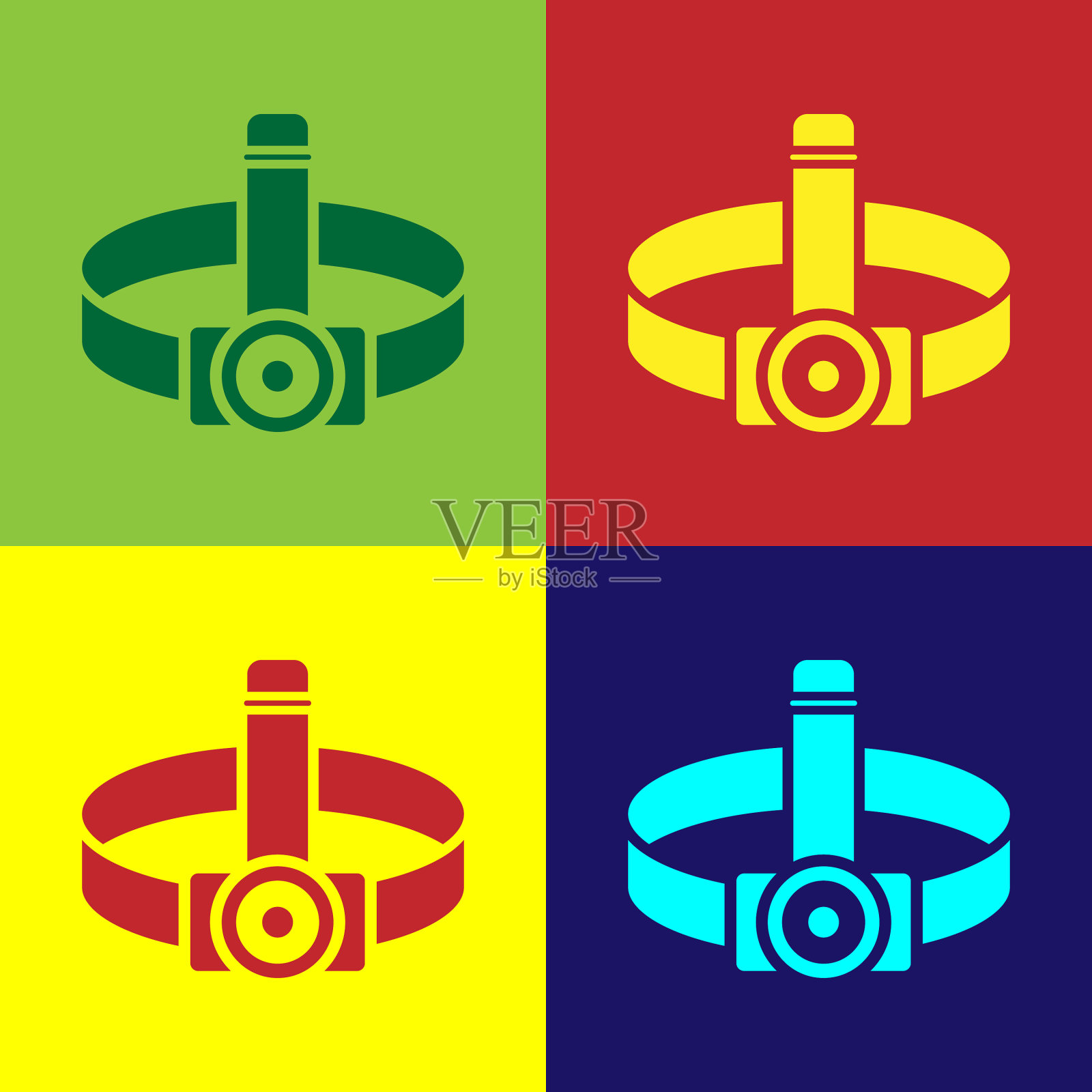 彩色头手电筒图标隔离的颜色插画图片素材