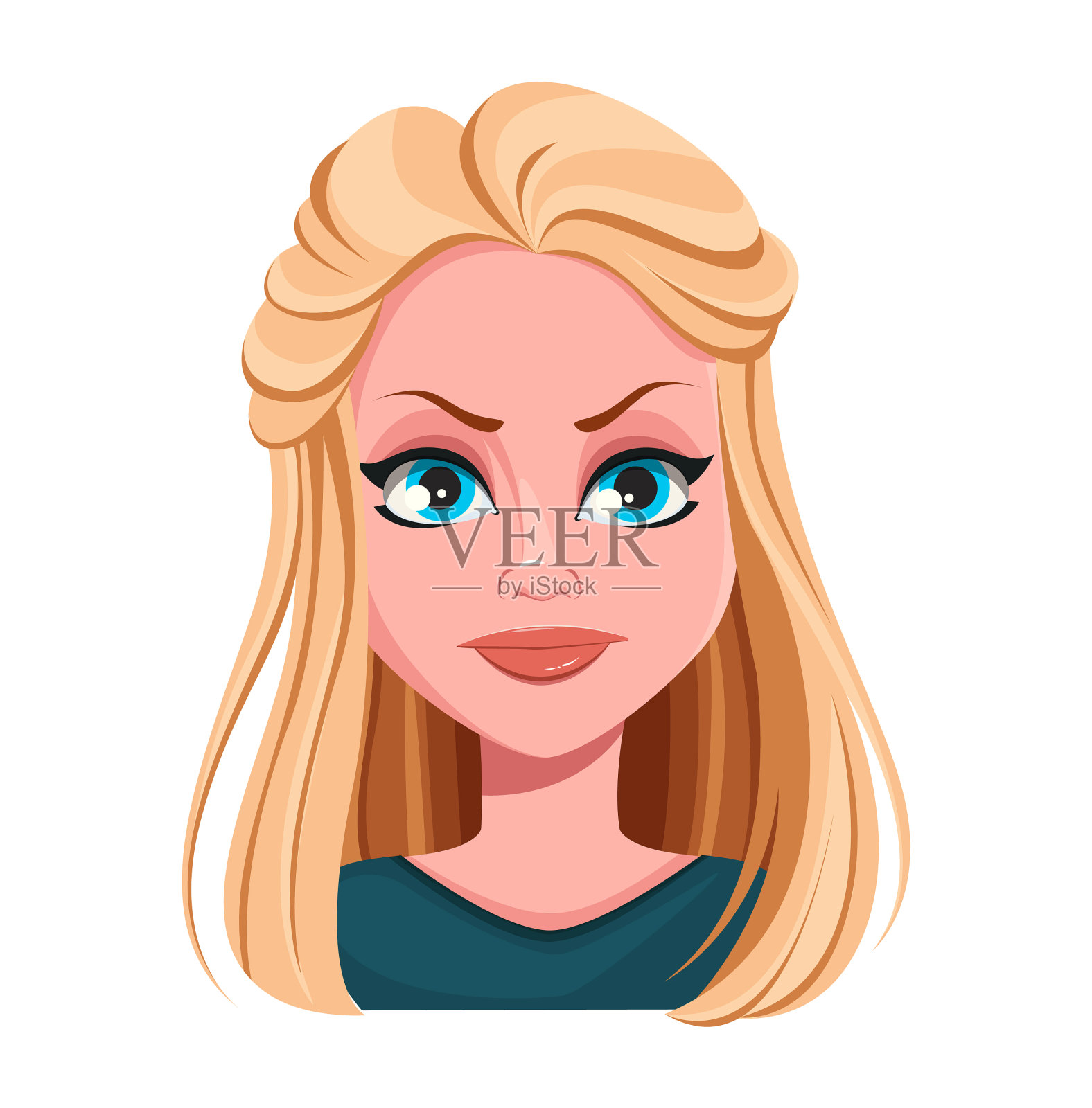 面部表情美丽的金发女人插画图片素材