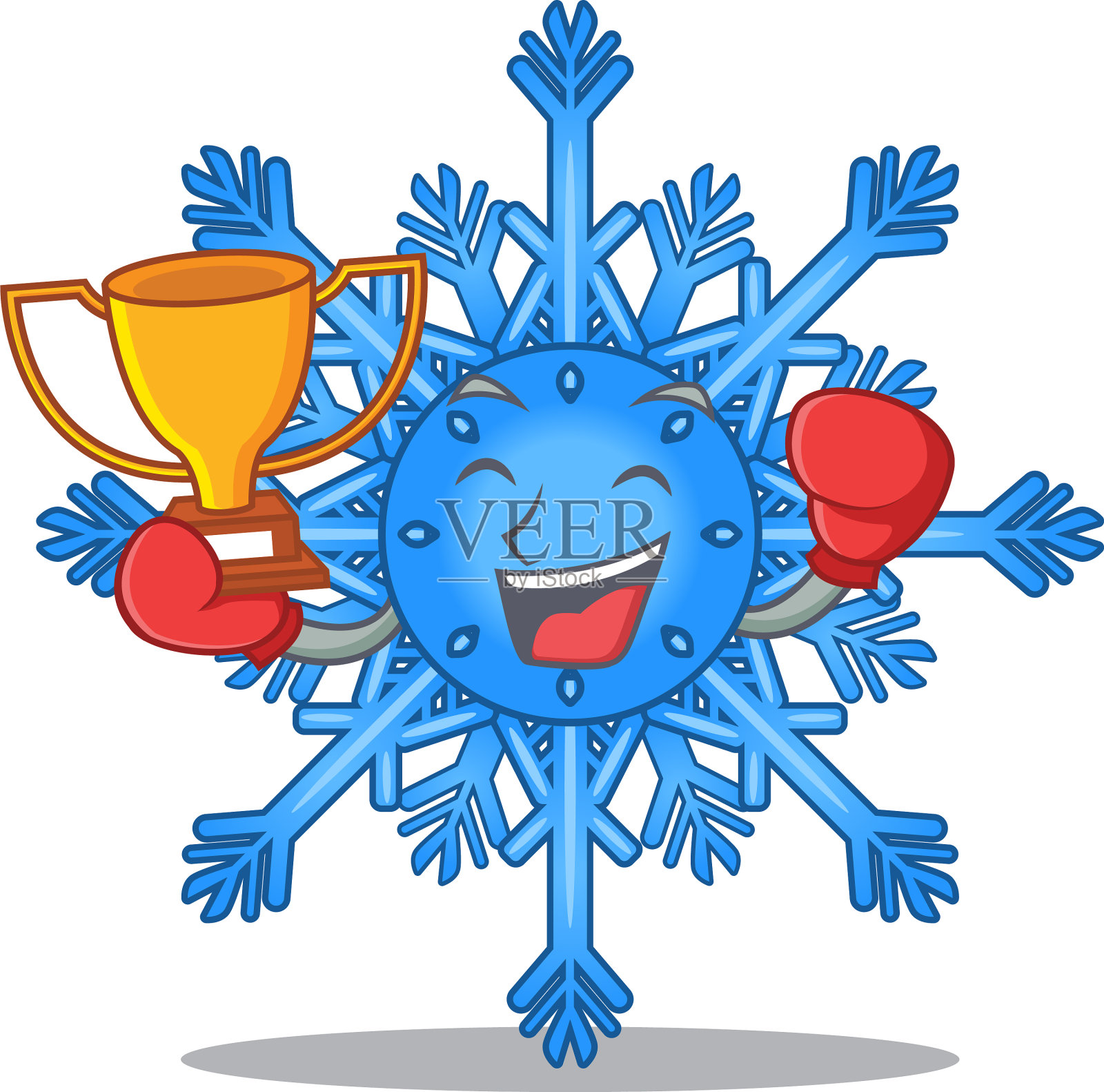 拳击冠军可爱的卡通形状的雪花设计元素图片