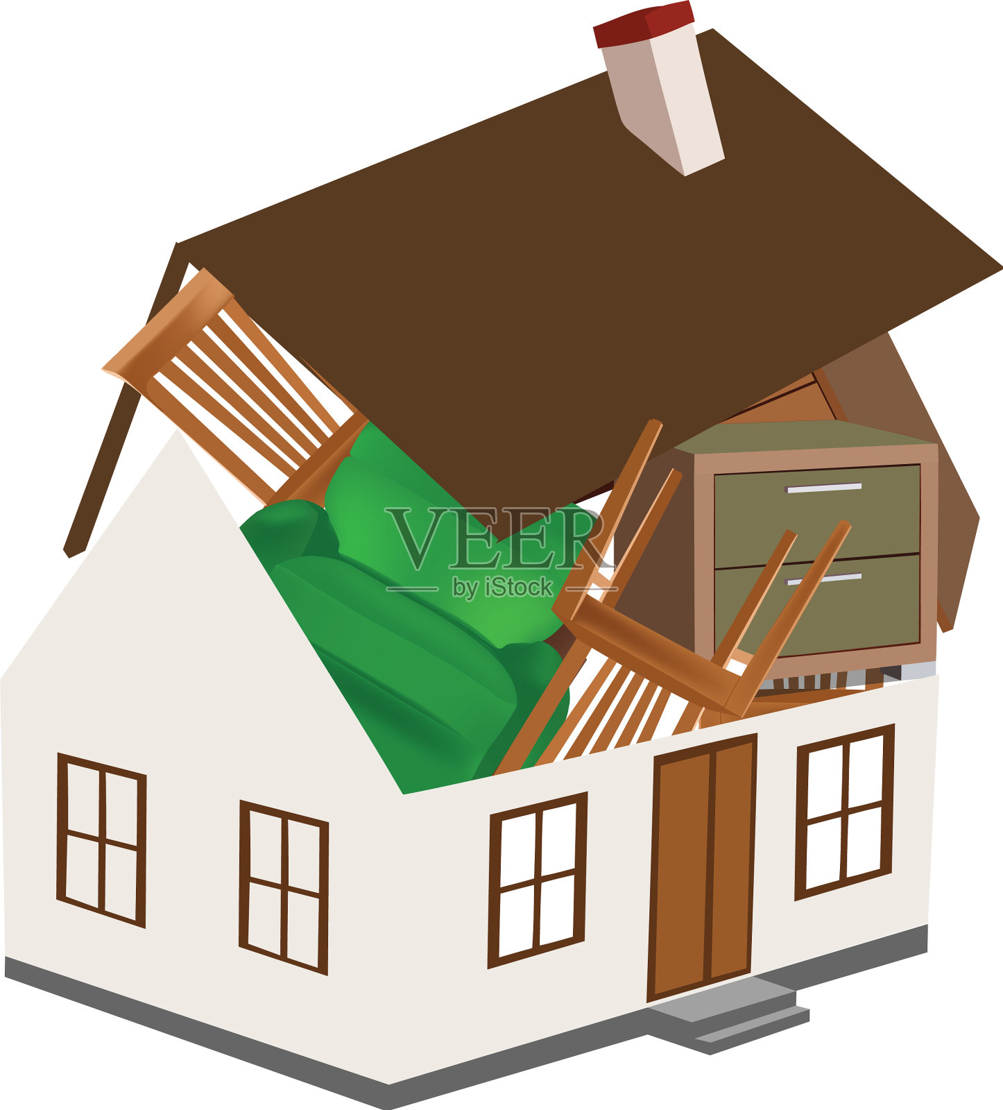 有家具的独栋房子设计元素图片