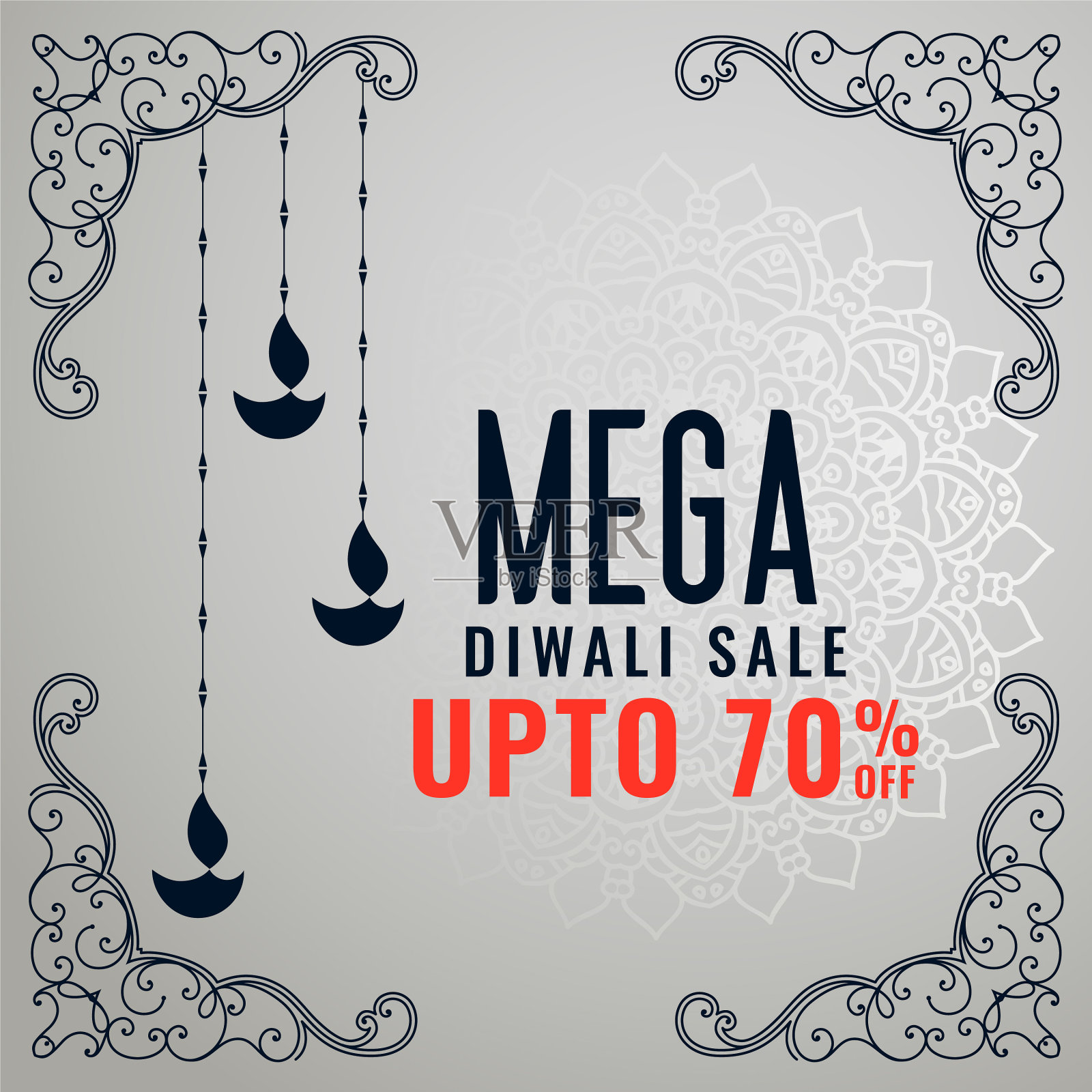 超级排灯节销售模板设计与装饰插画图片素材