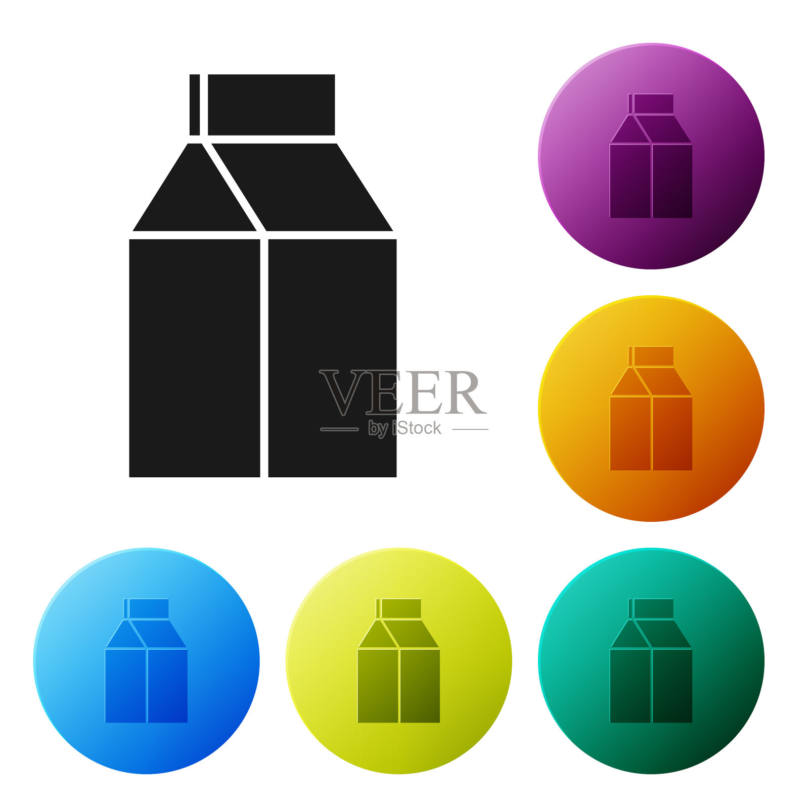 黑色纸包装牛奶图标隔离上图标素材