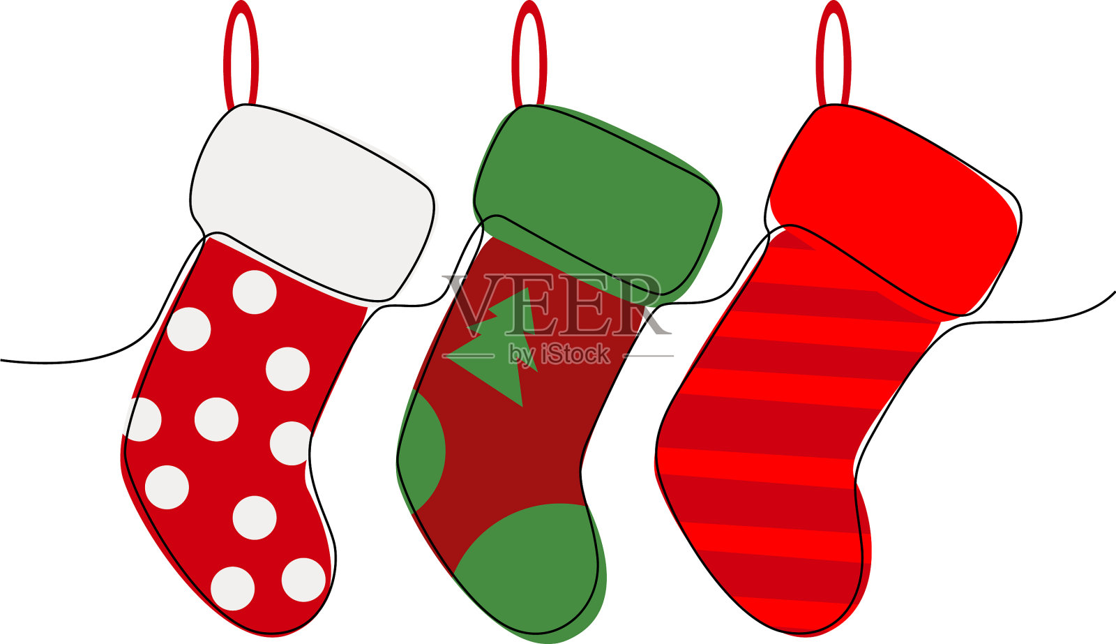 美丽的连续线圣诞袜设计设计元素图片