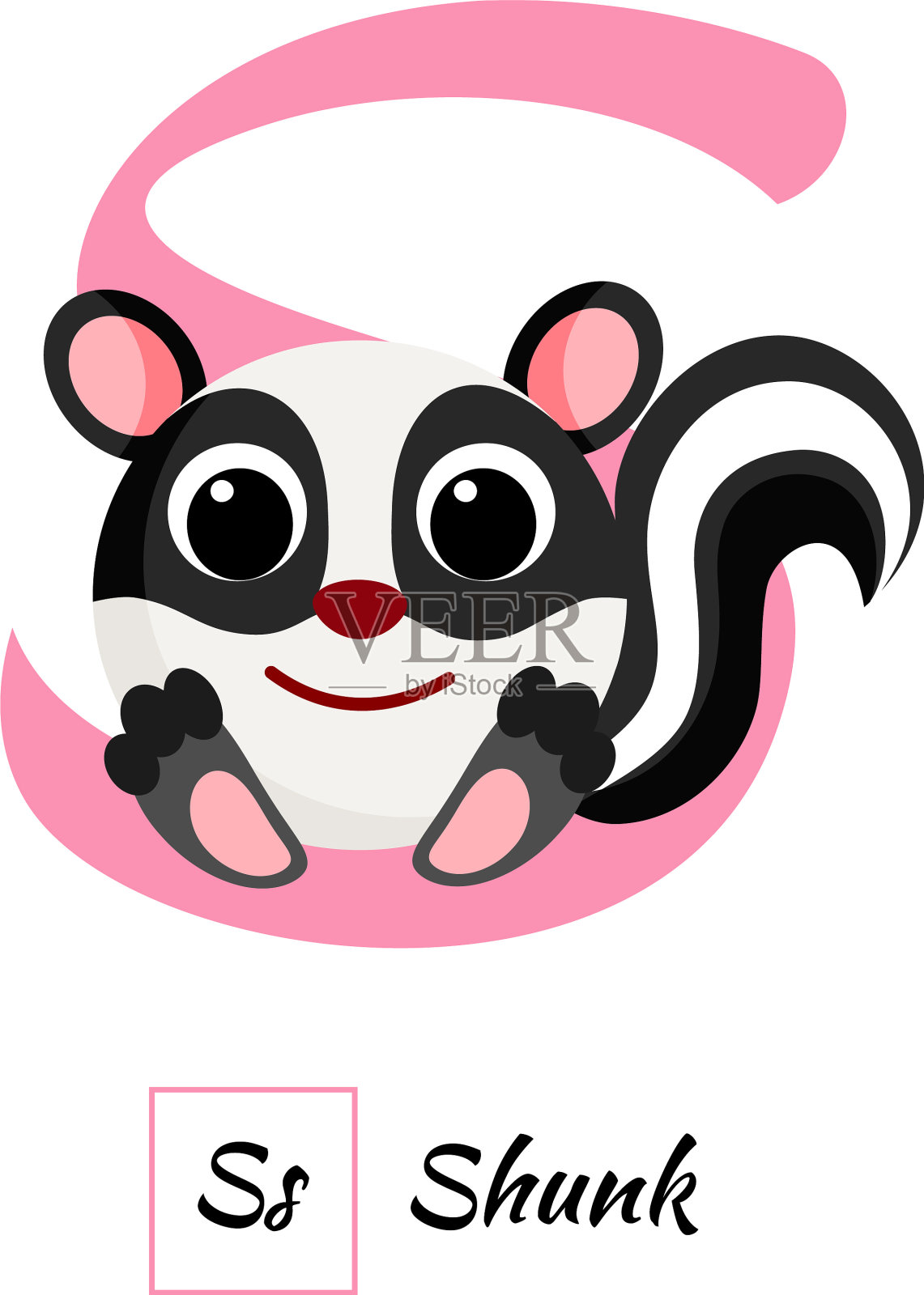 英语动物字母s插画图片素材