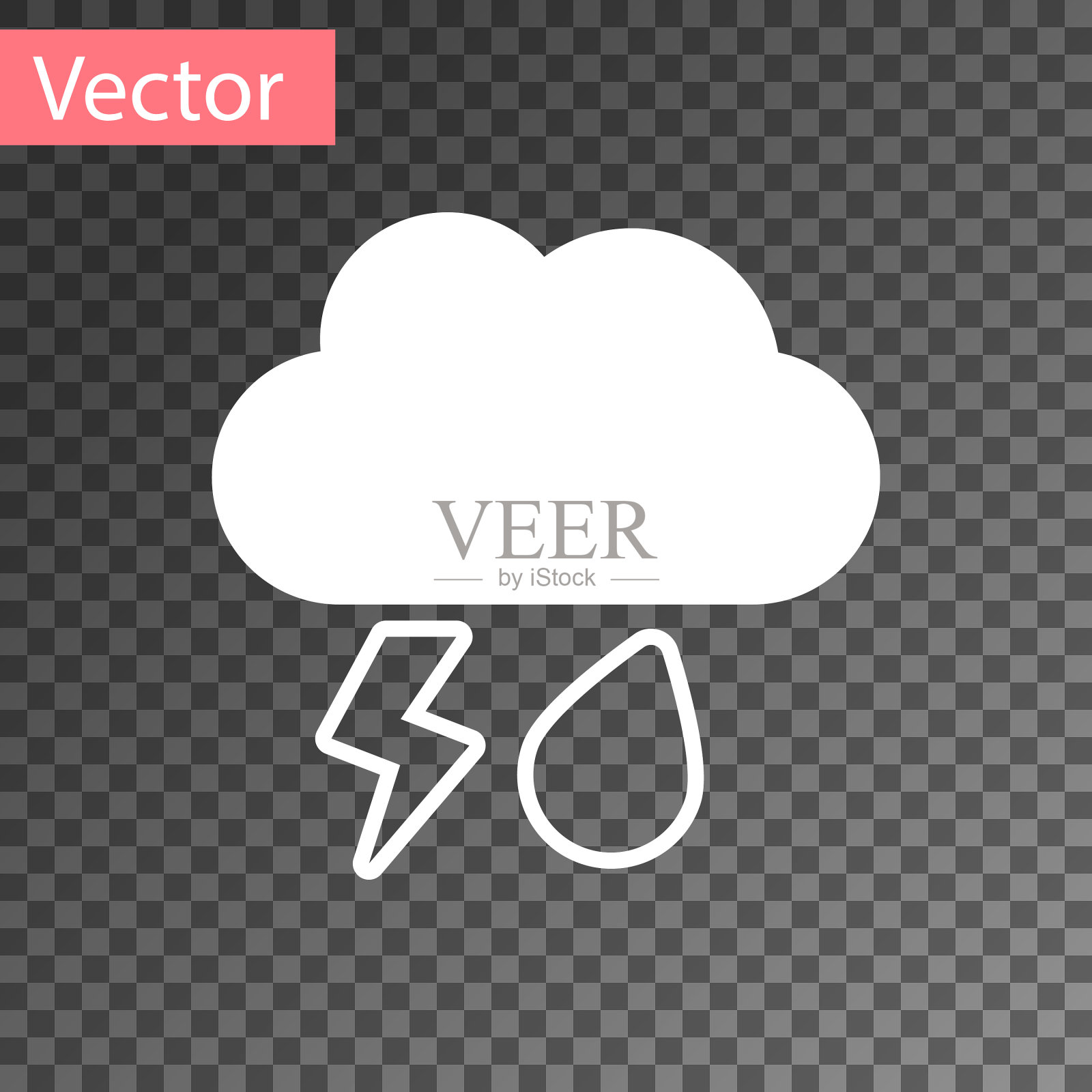 白云与雨闪电象隔绝插画图片素材