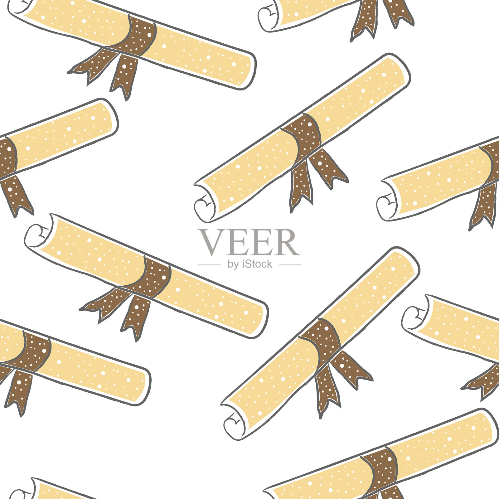 毕业无缝手绘图案设计可爱插画图片素材