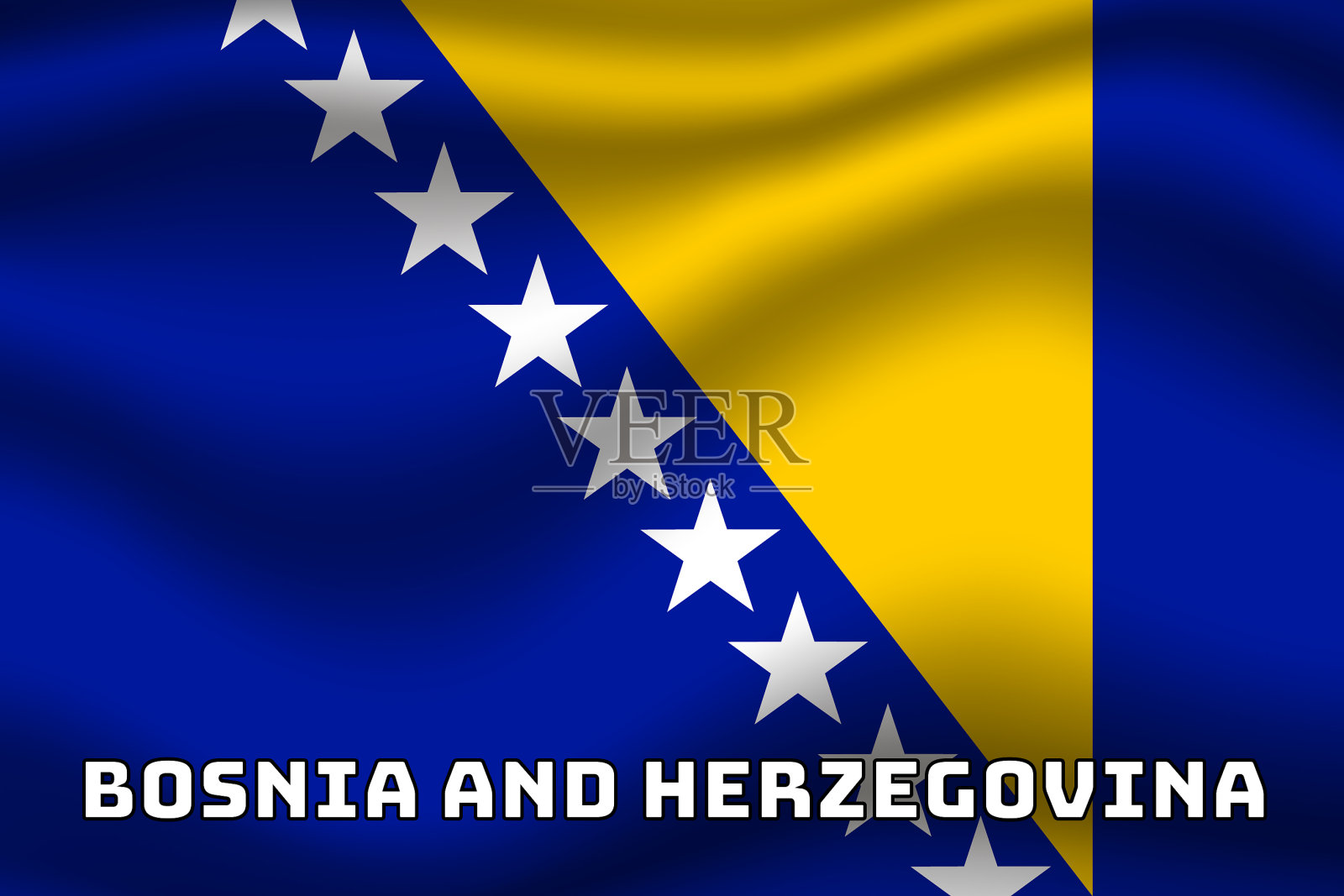 国旗原产于波斯尼亚和黑塞哥维那插画图片素材