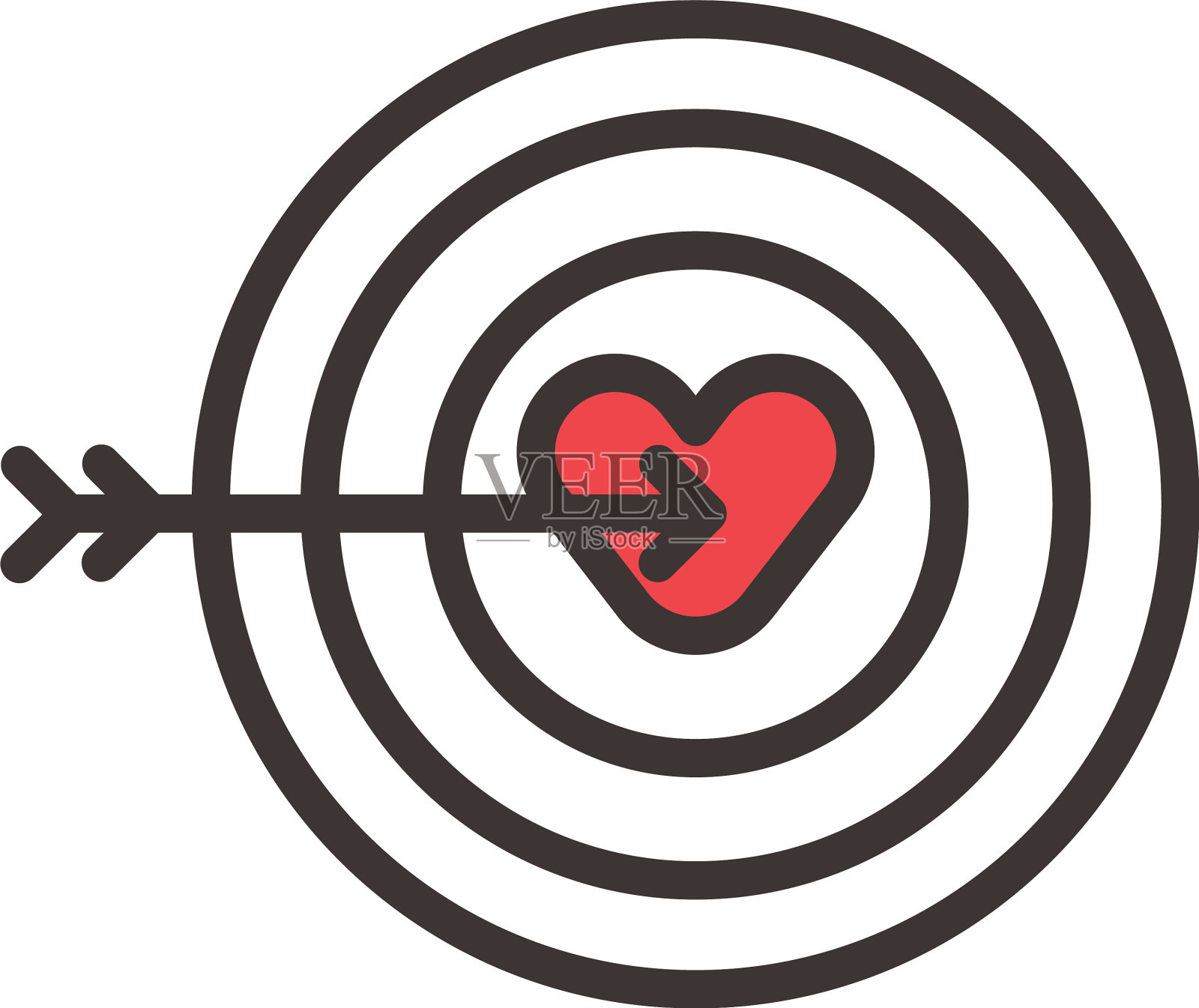 情人节快乐，心与箭交叉设计元素图片